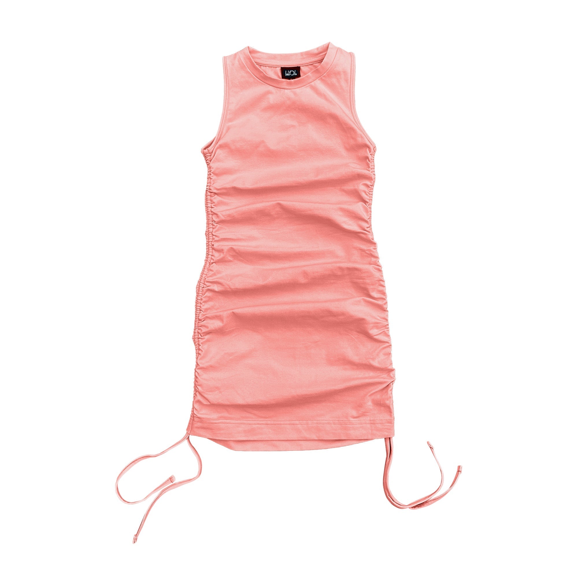 Pink Coral Gathered Jersey Dress
