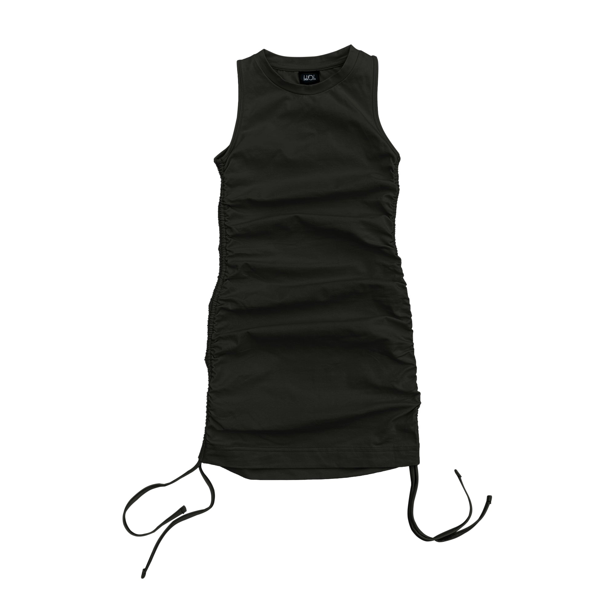 Black Gathered Jersey Dress