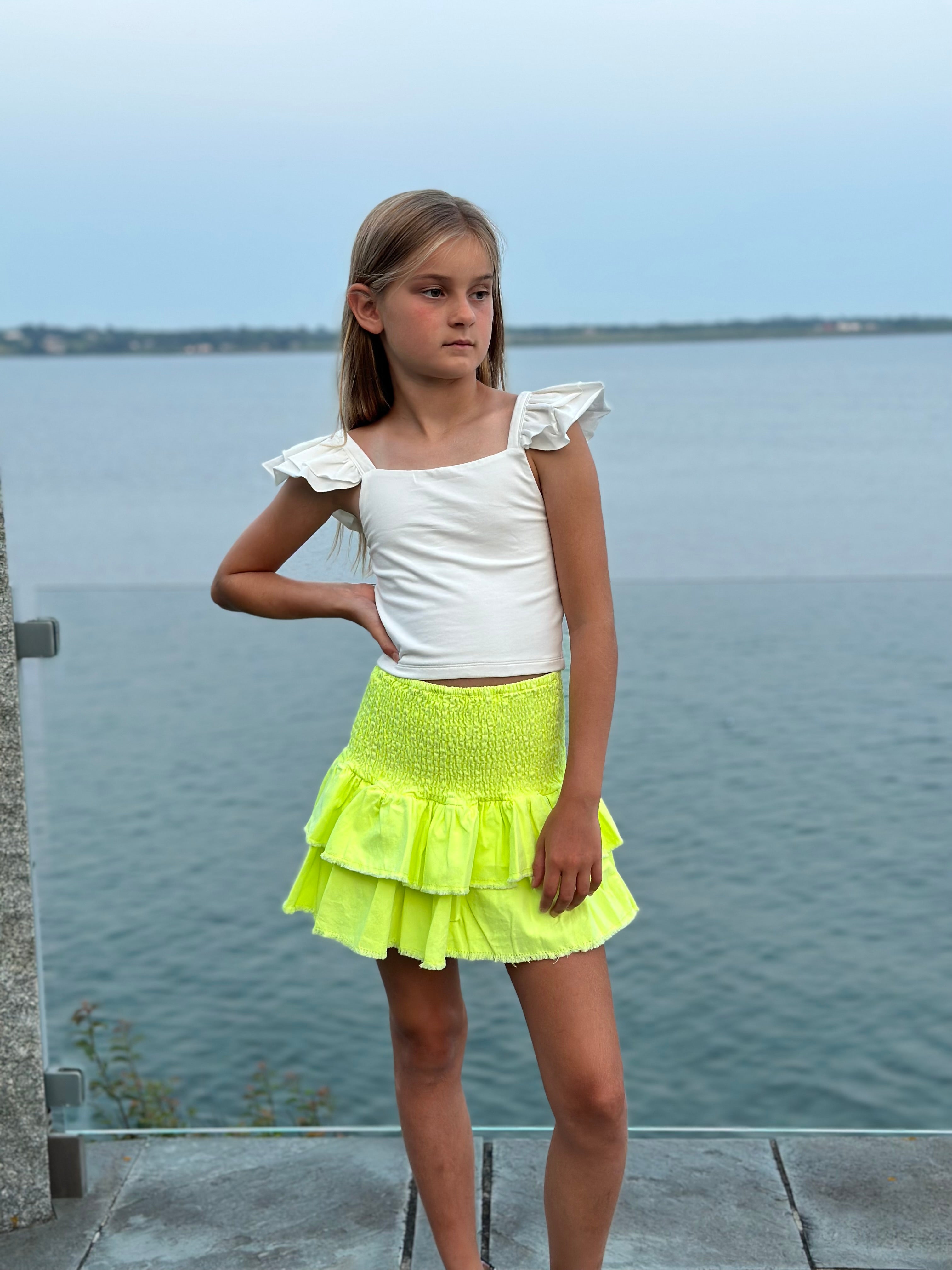 White Ruffle Tank Top