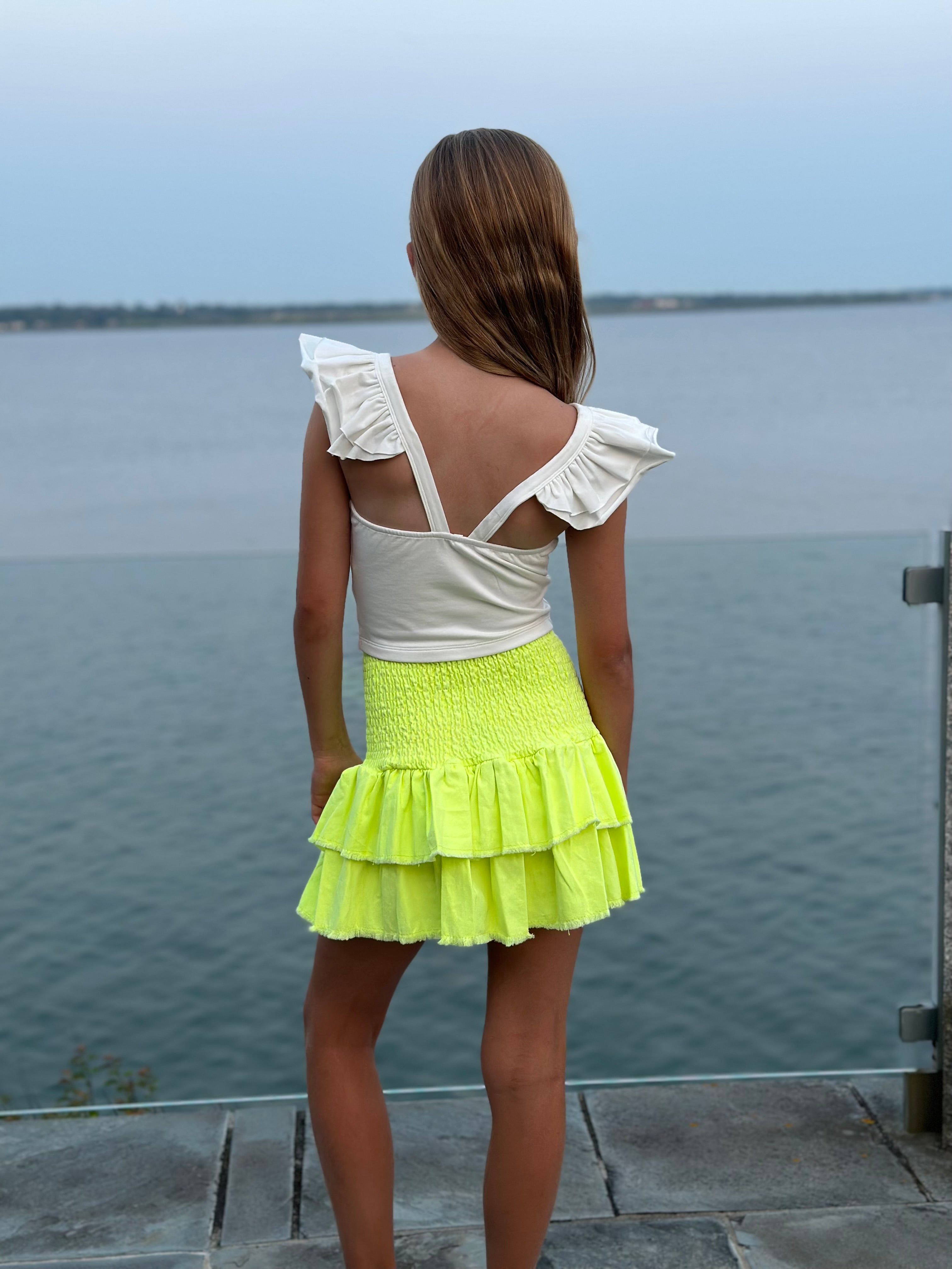 White Ruffle Tank Top