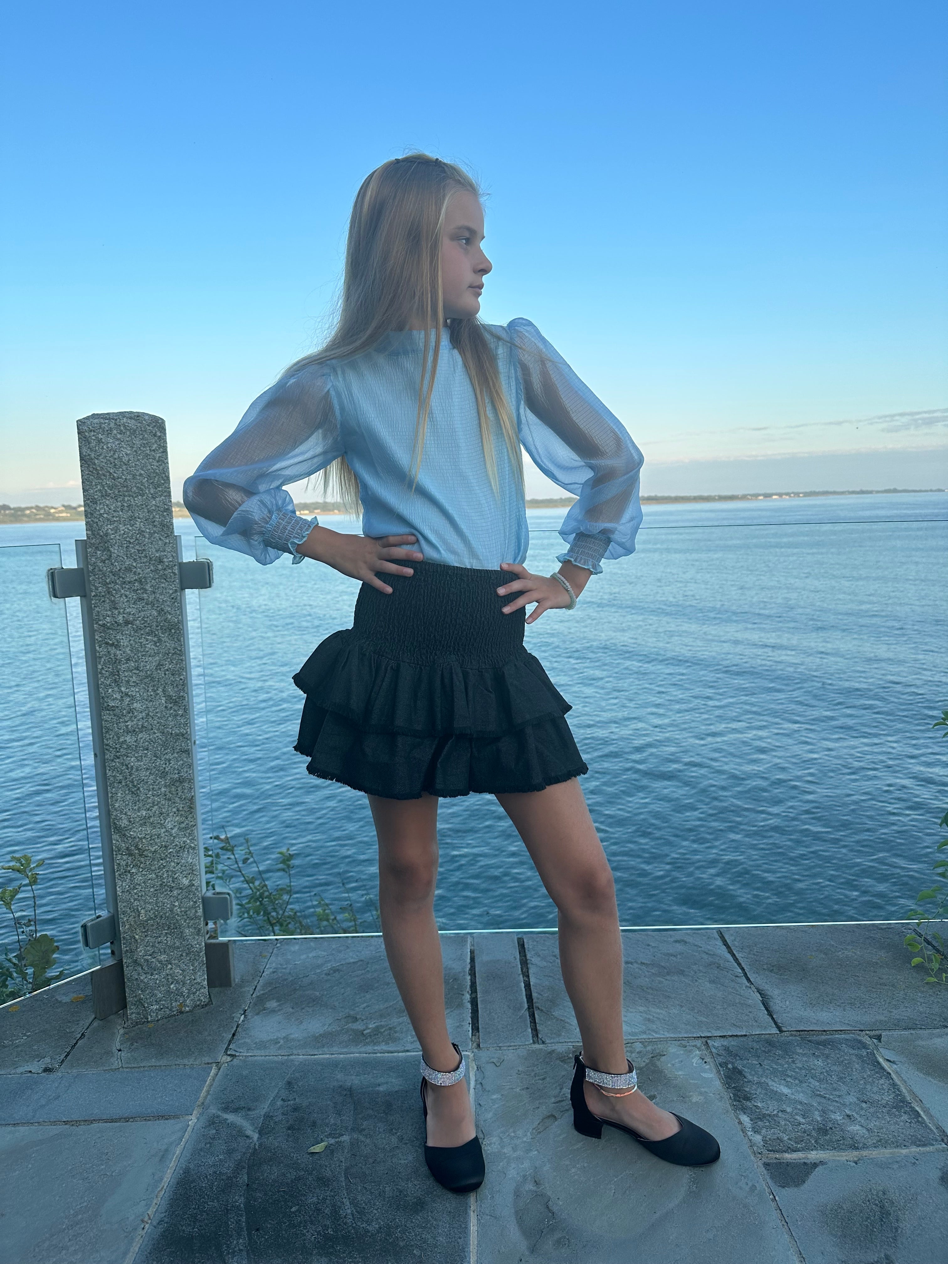 Tie Blouse with Gathered Balloon Sleeve FW23