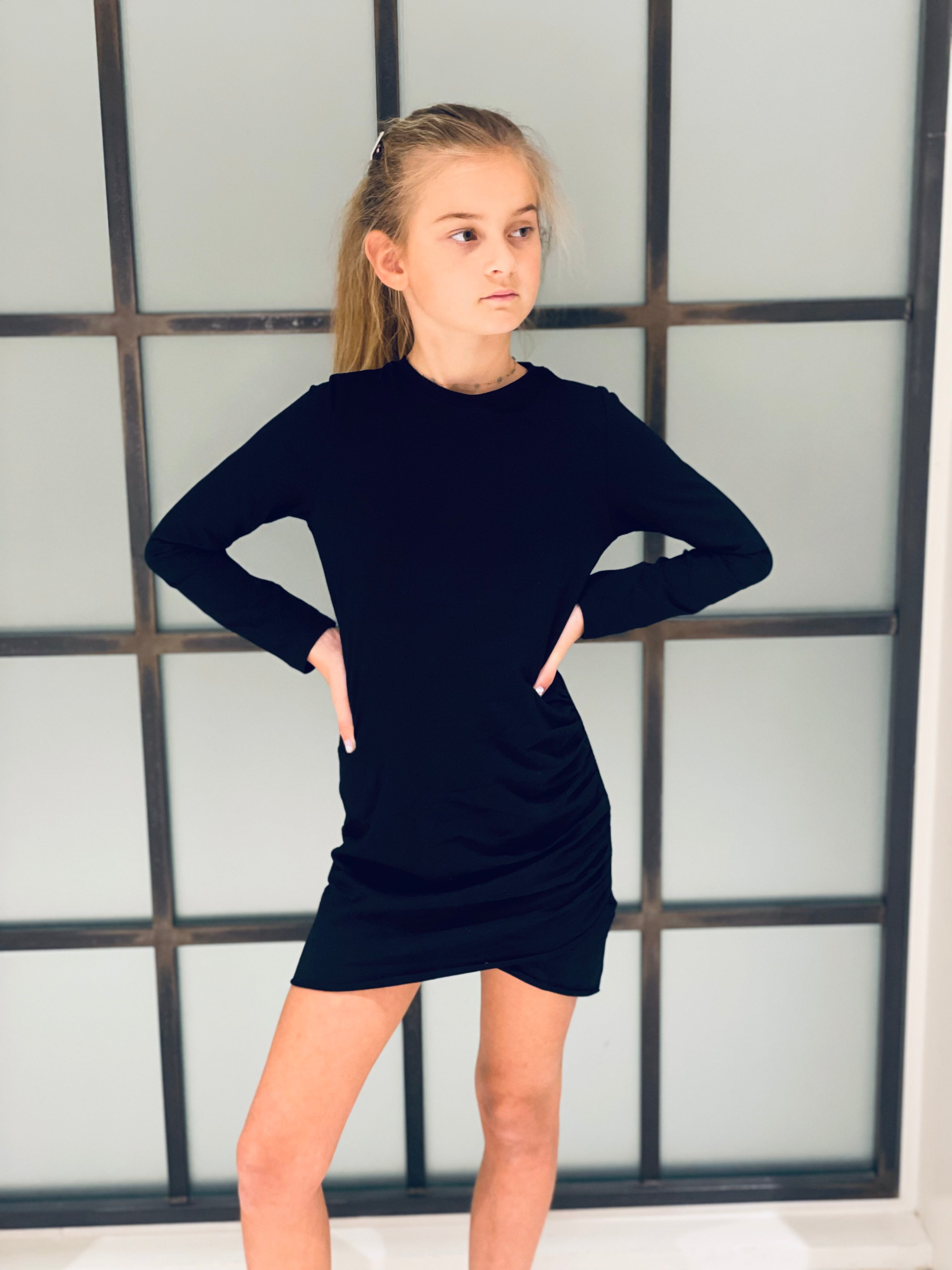 Long Sleeve Black Jersey Dress FW23