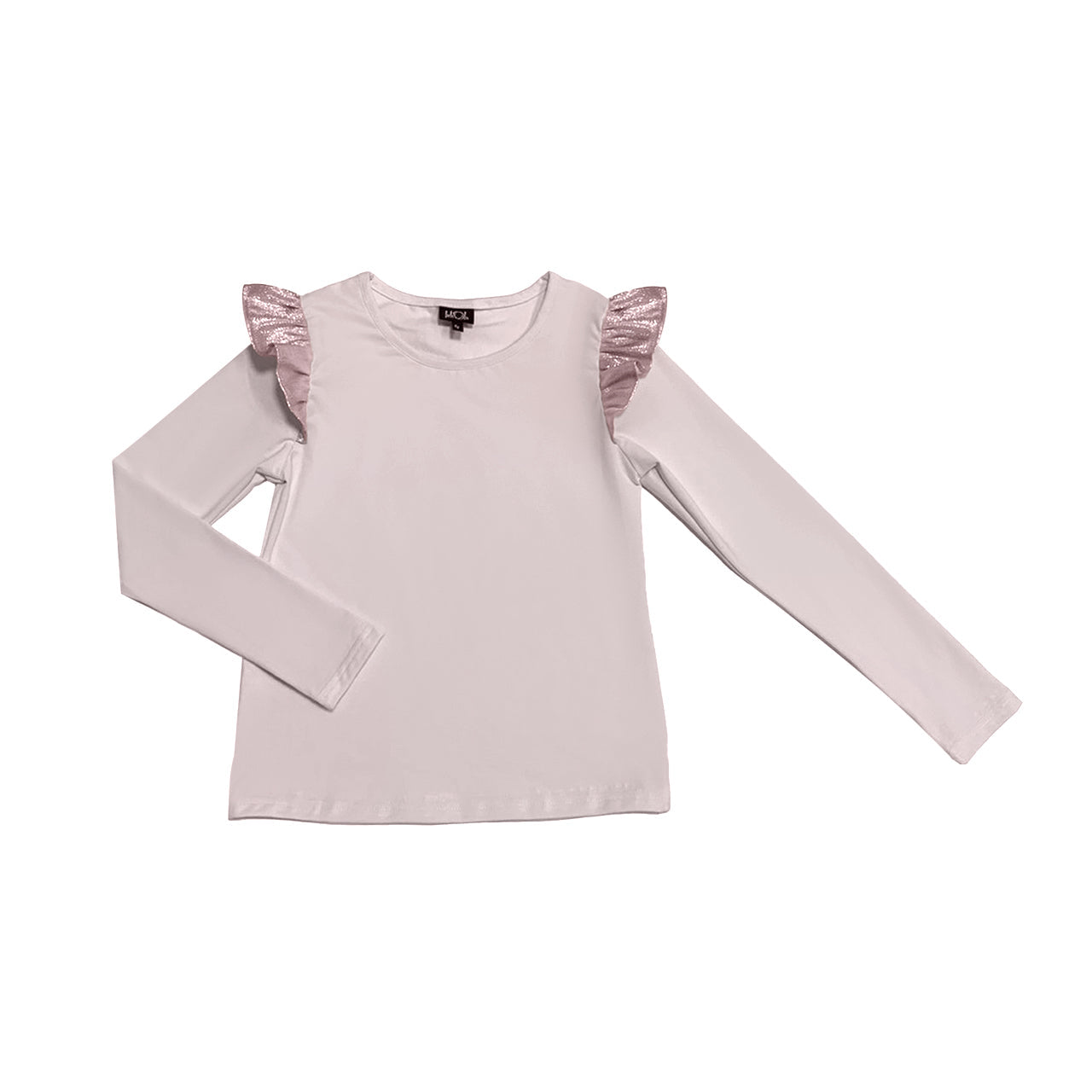 Pink top with pink metallic ruffle FW23