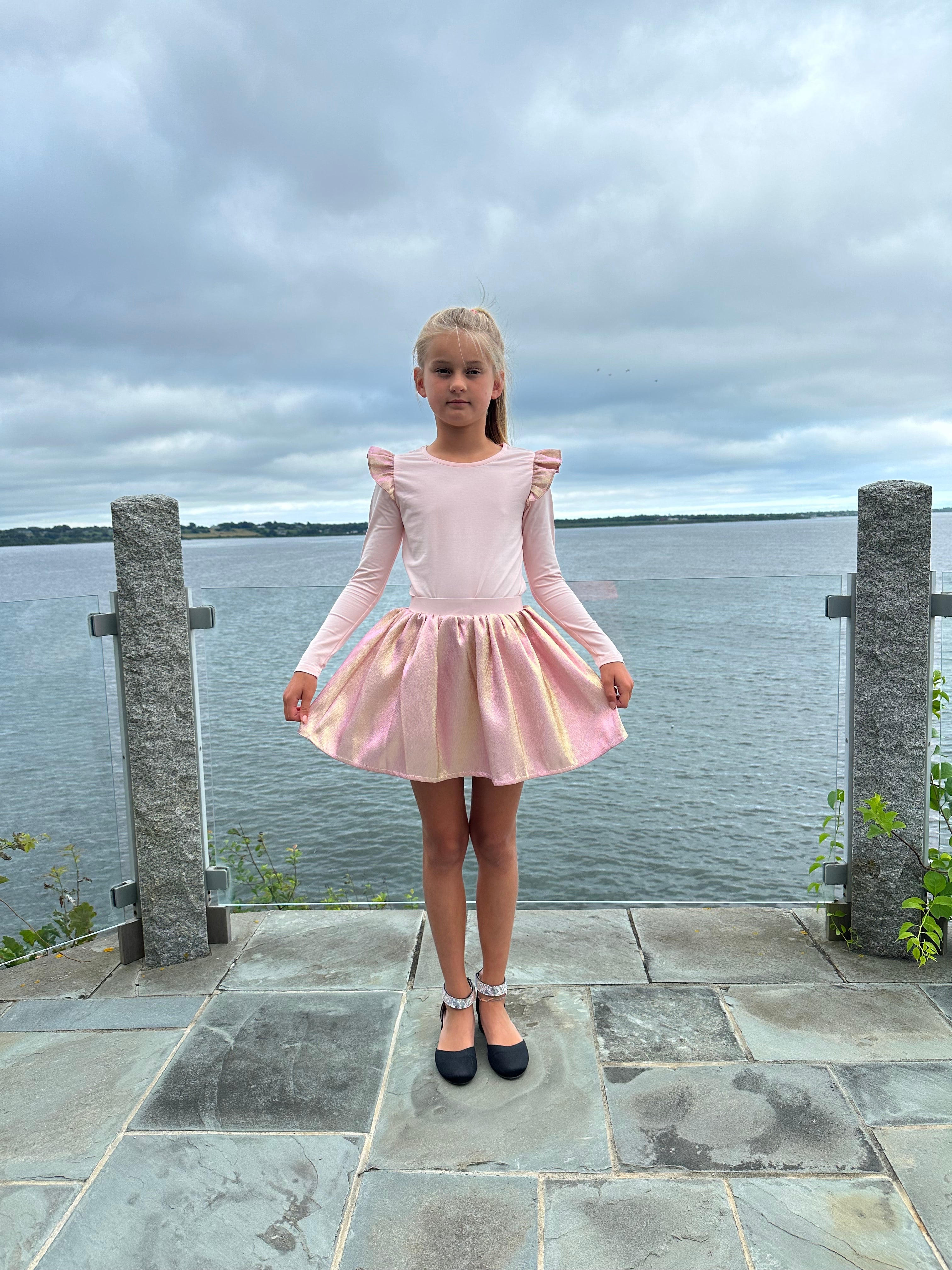 Pink Shimmer Gathered Skirt FW23