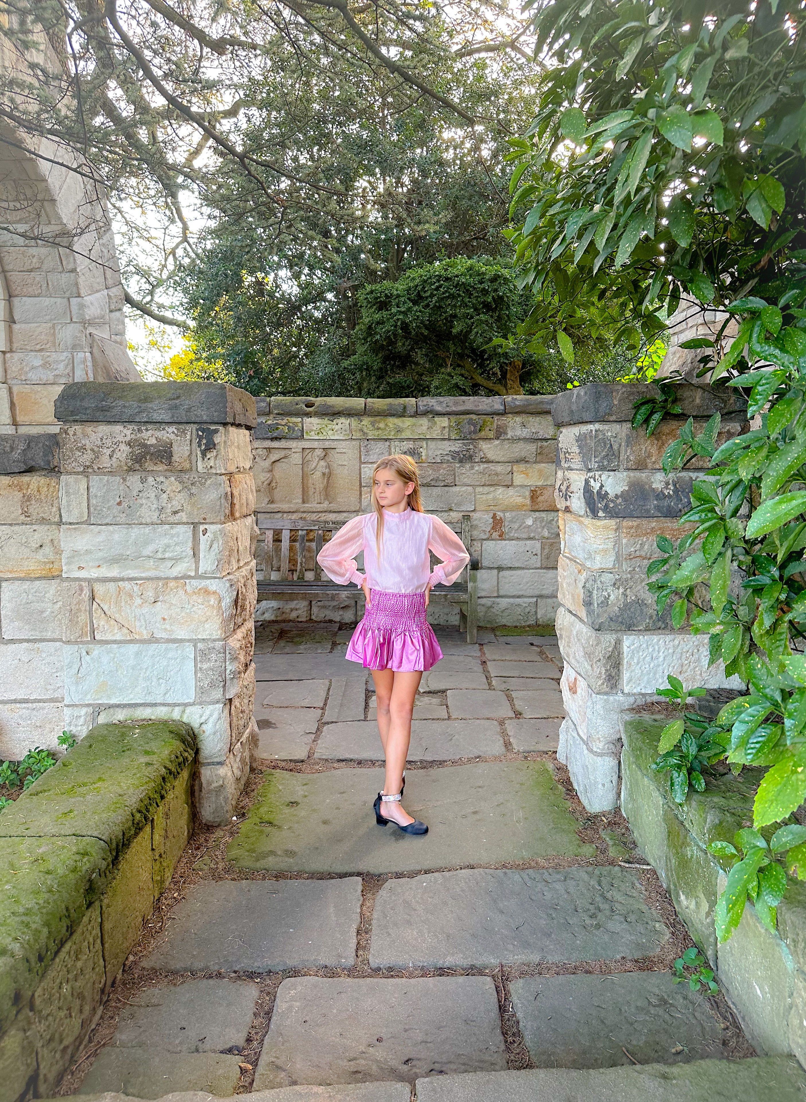 Pink Tie Blouse with Gathered Balloon Sleeve FW23