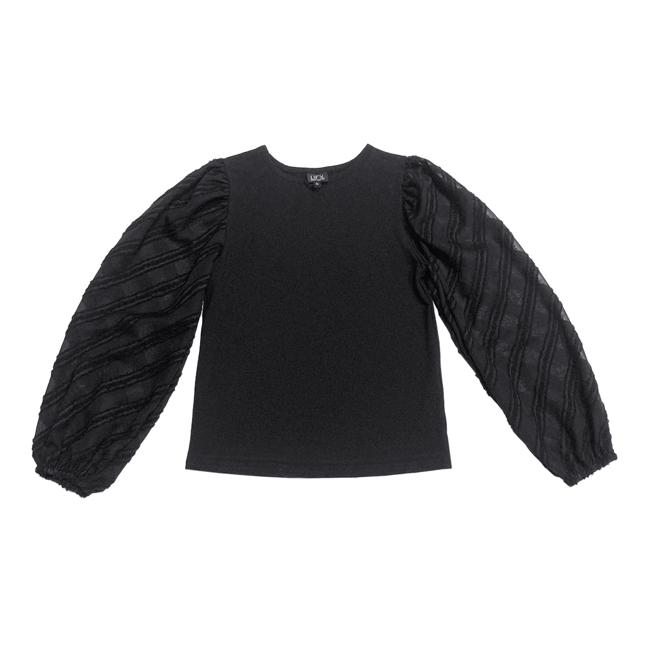 Black Textured-Sleeve Top FW23