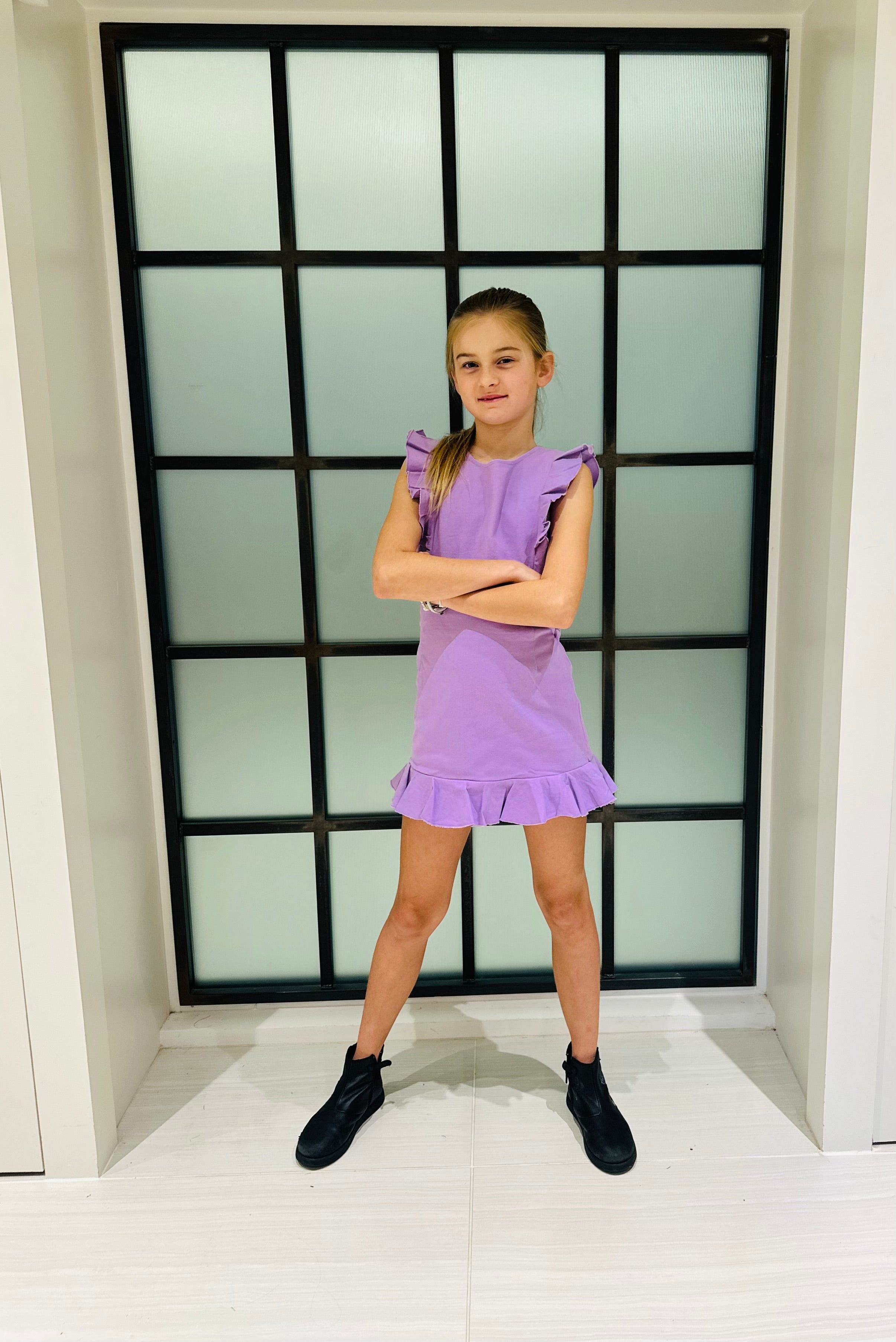 Purple Denim Cut Out Dress