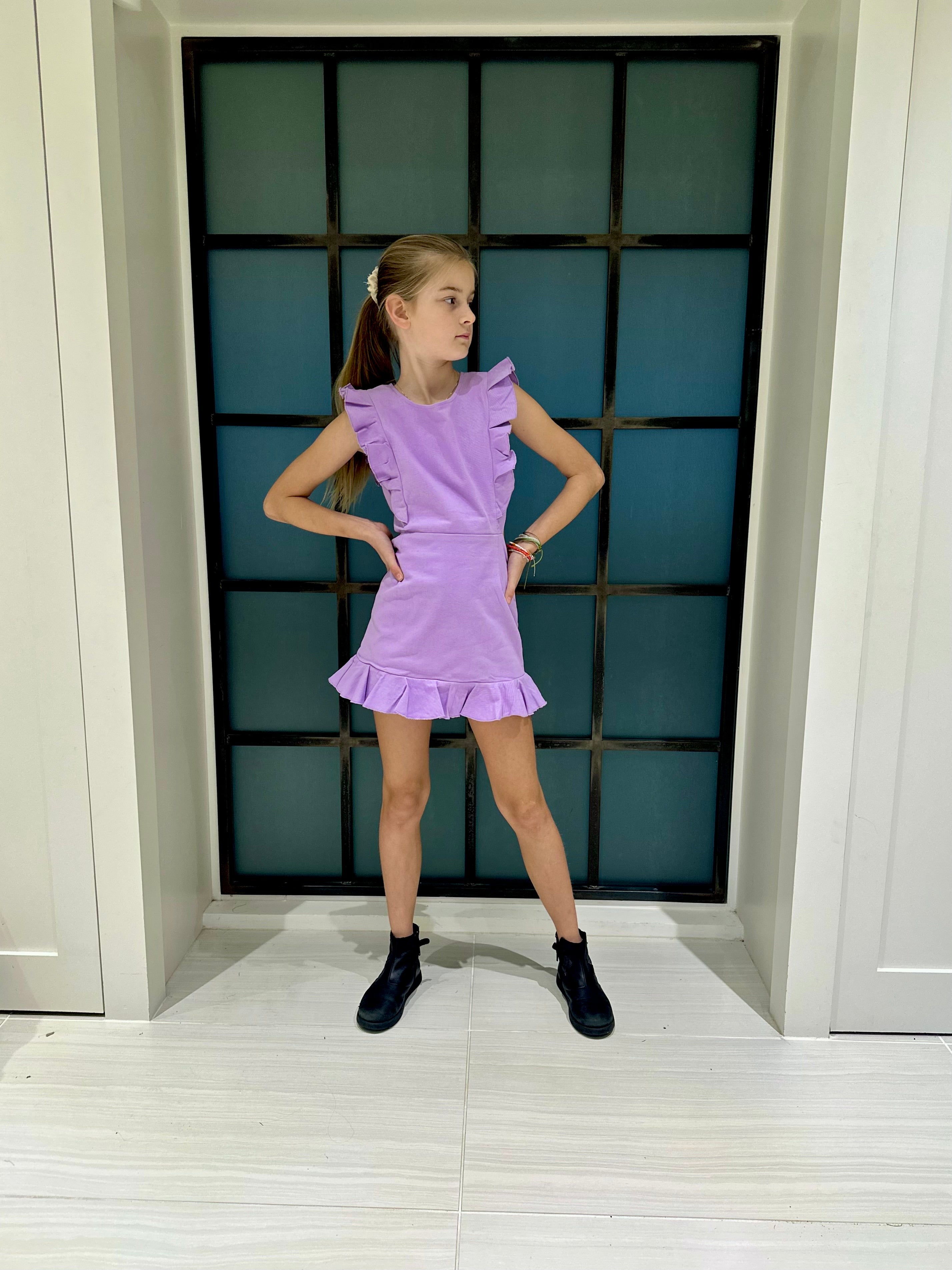 Purple Denim Cut Out Dress