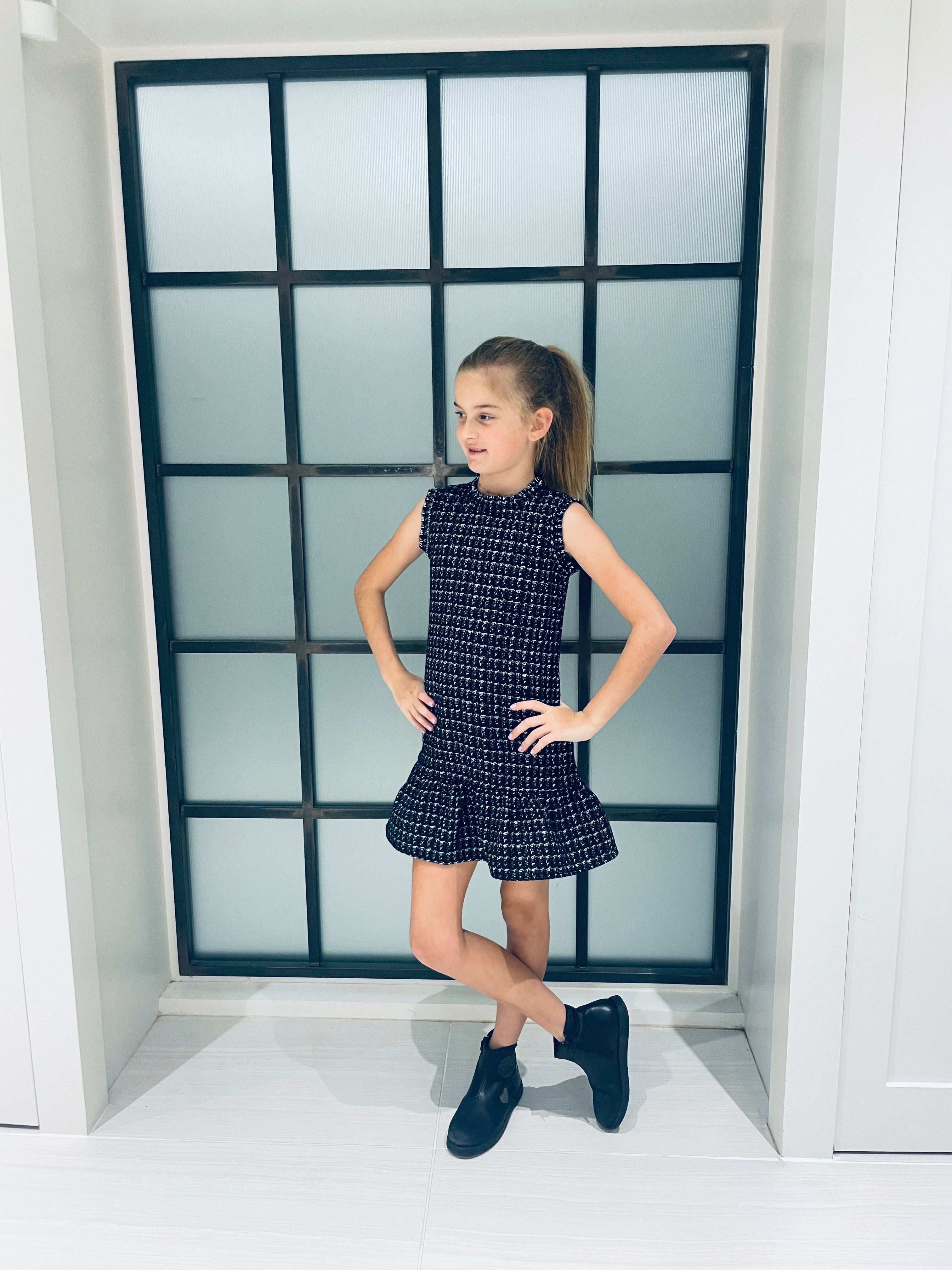 Black Silver Ruffle Dress FW23