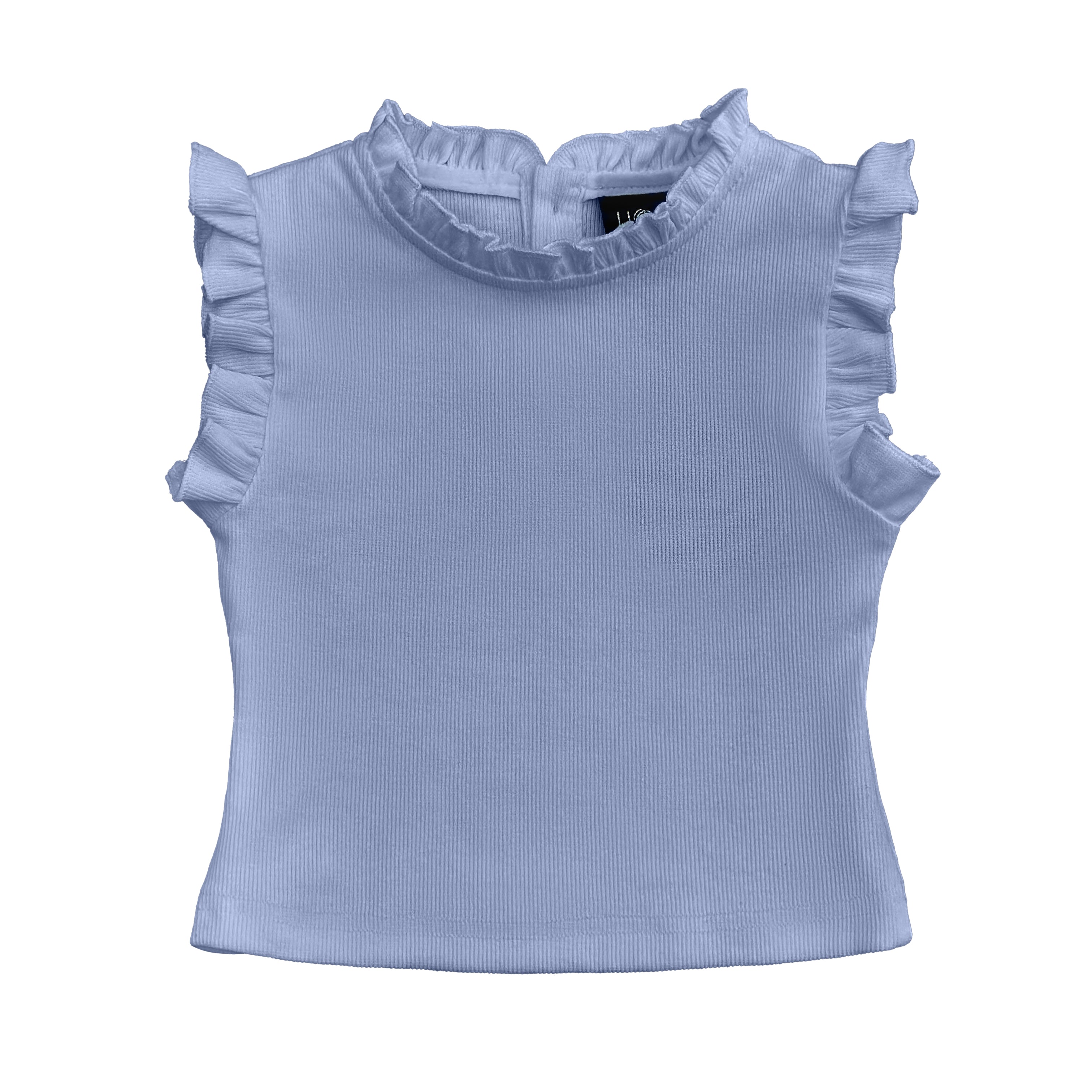 Blue Ruffle Tank Top