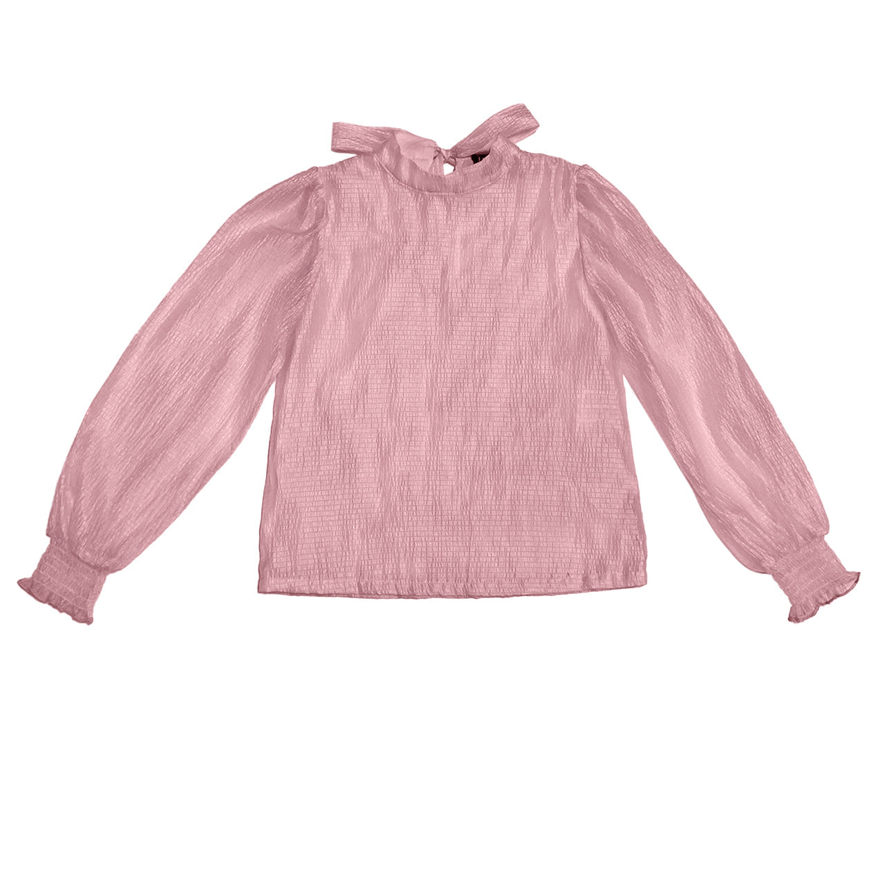 Pink Tie Blouse with Gathered Balloon Sleeve FW23