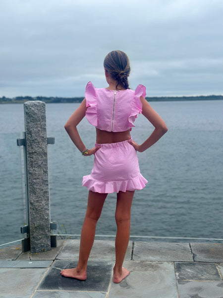 Pink Denim Cut Out Dress 10y