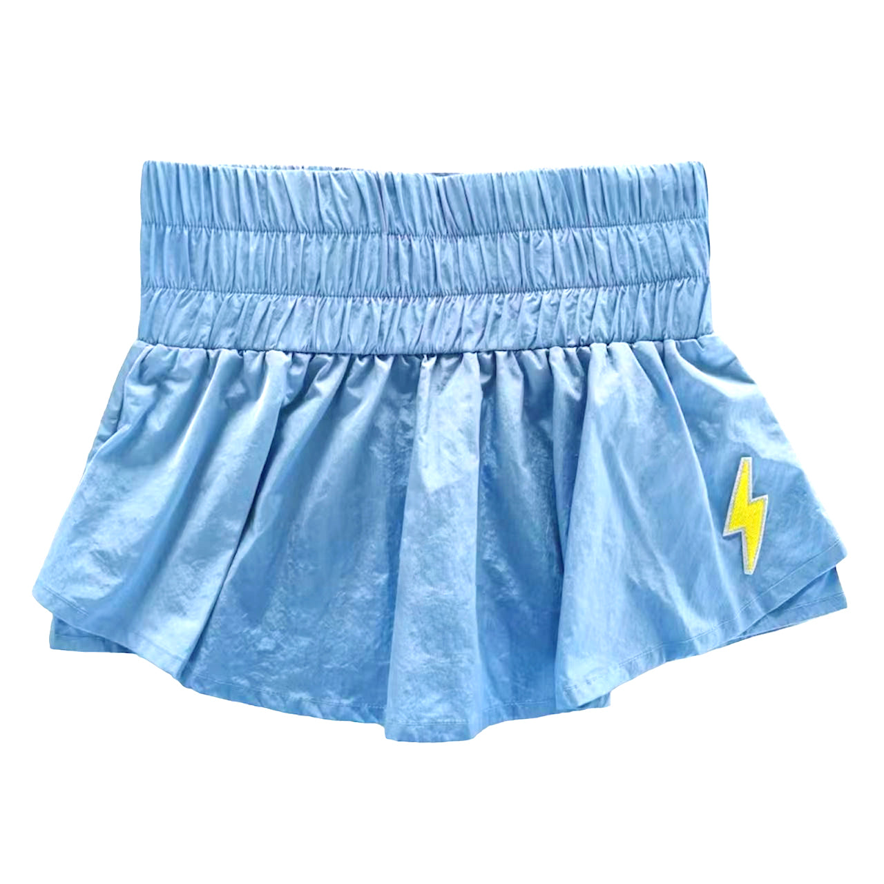 Neon Yellow Gathered Mini Skort Double-layer Mini Skort with Shorts visible at the back