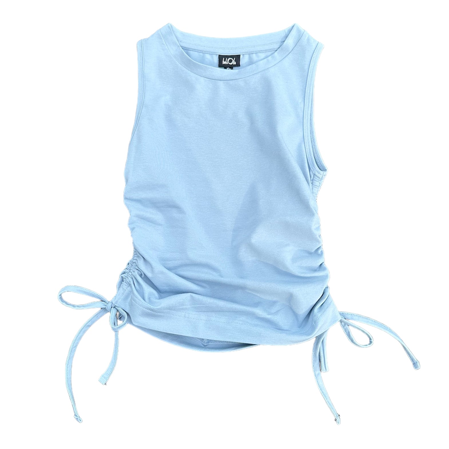 Blue Gathered Jersey Top