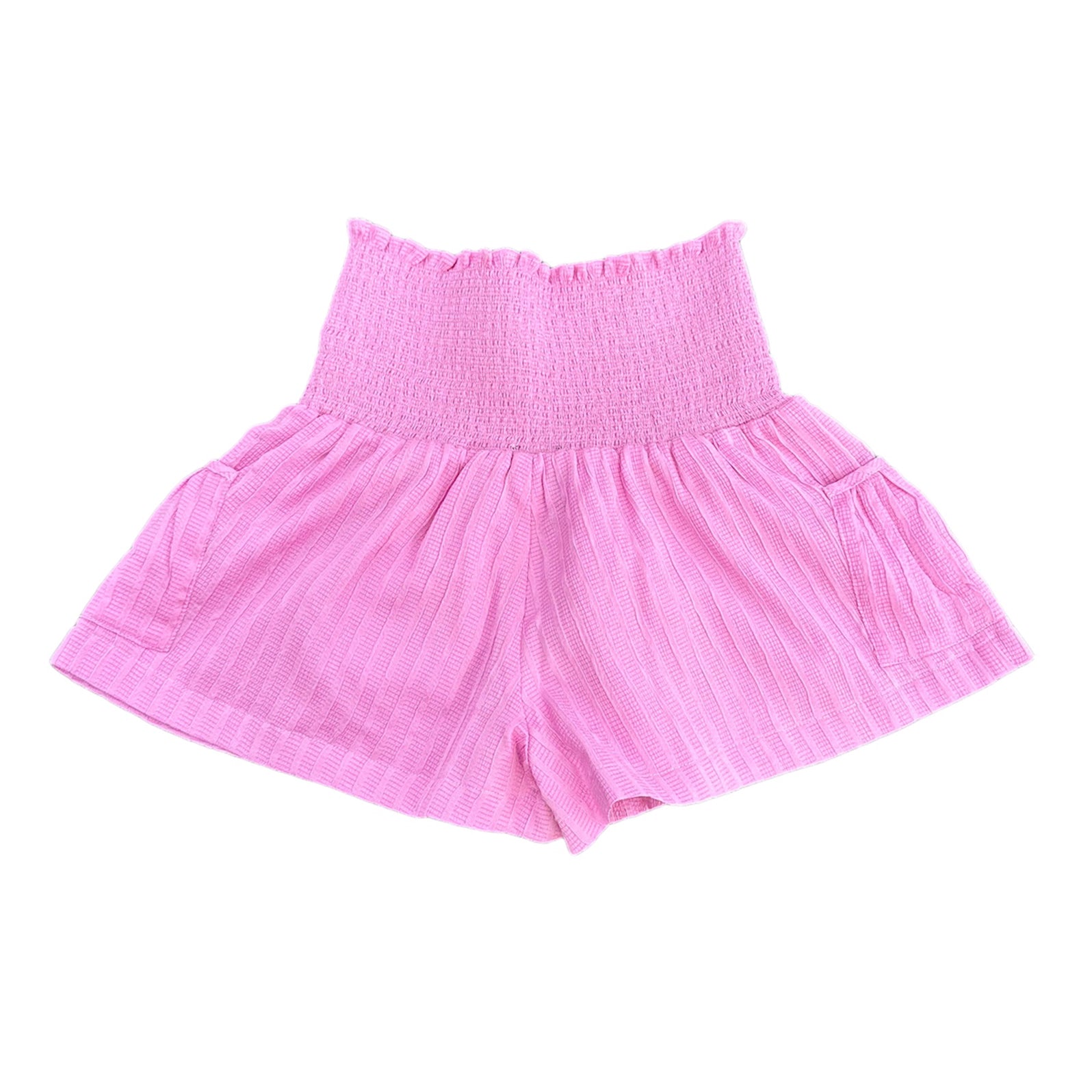 Pink Ruffle Smocked Shorts with Pockets 18