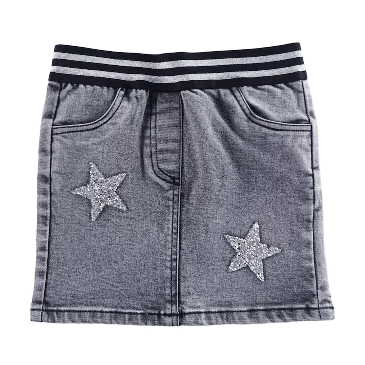 Black Denim Skirt with elastic waistband