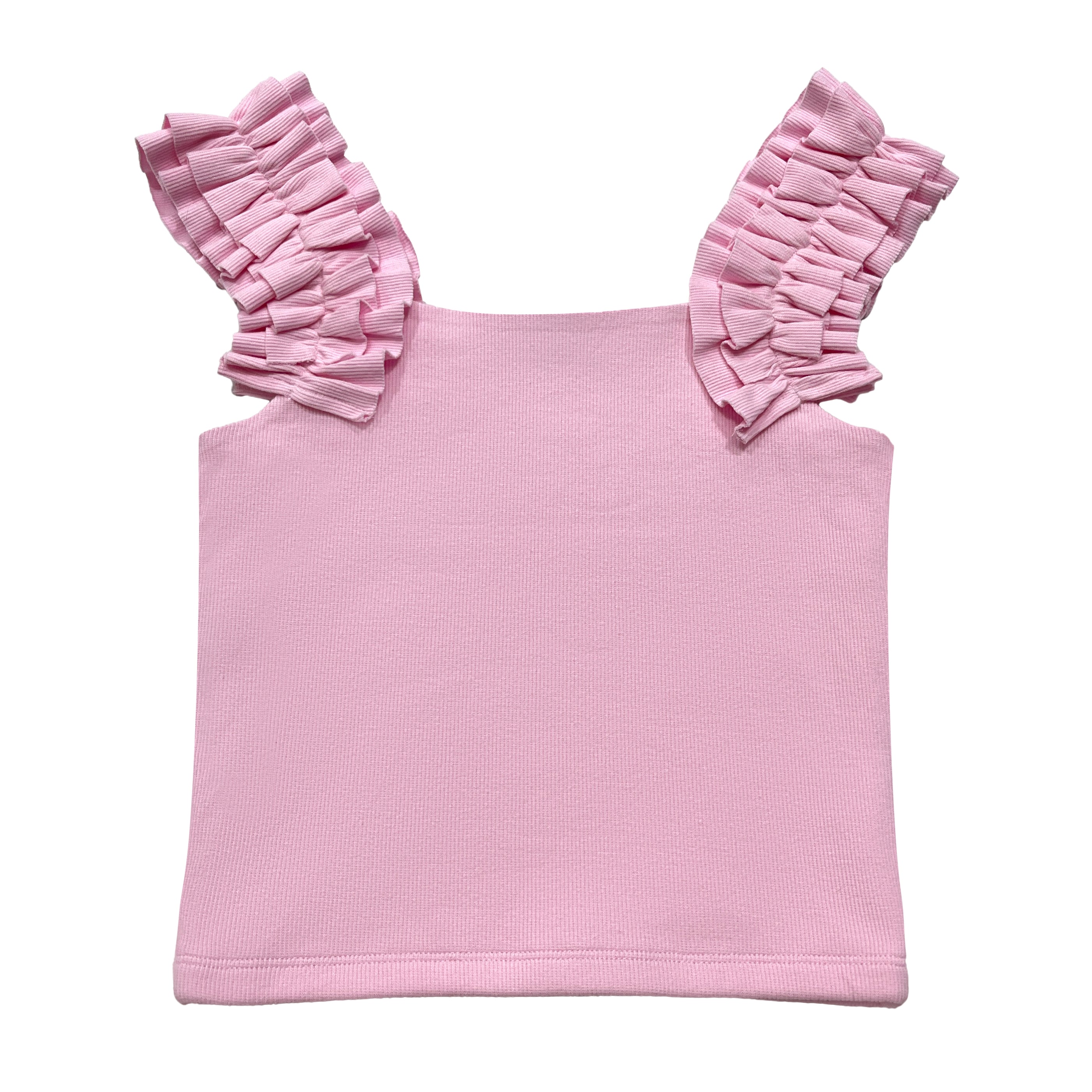 Blue Ruffle Ribbed Tank Top 02