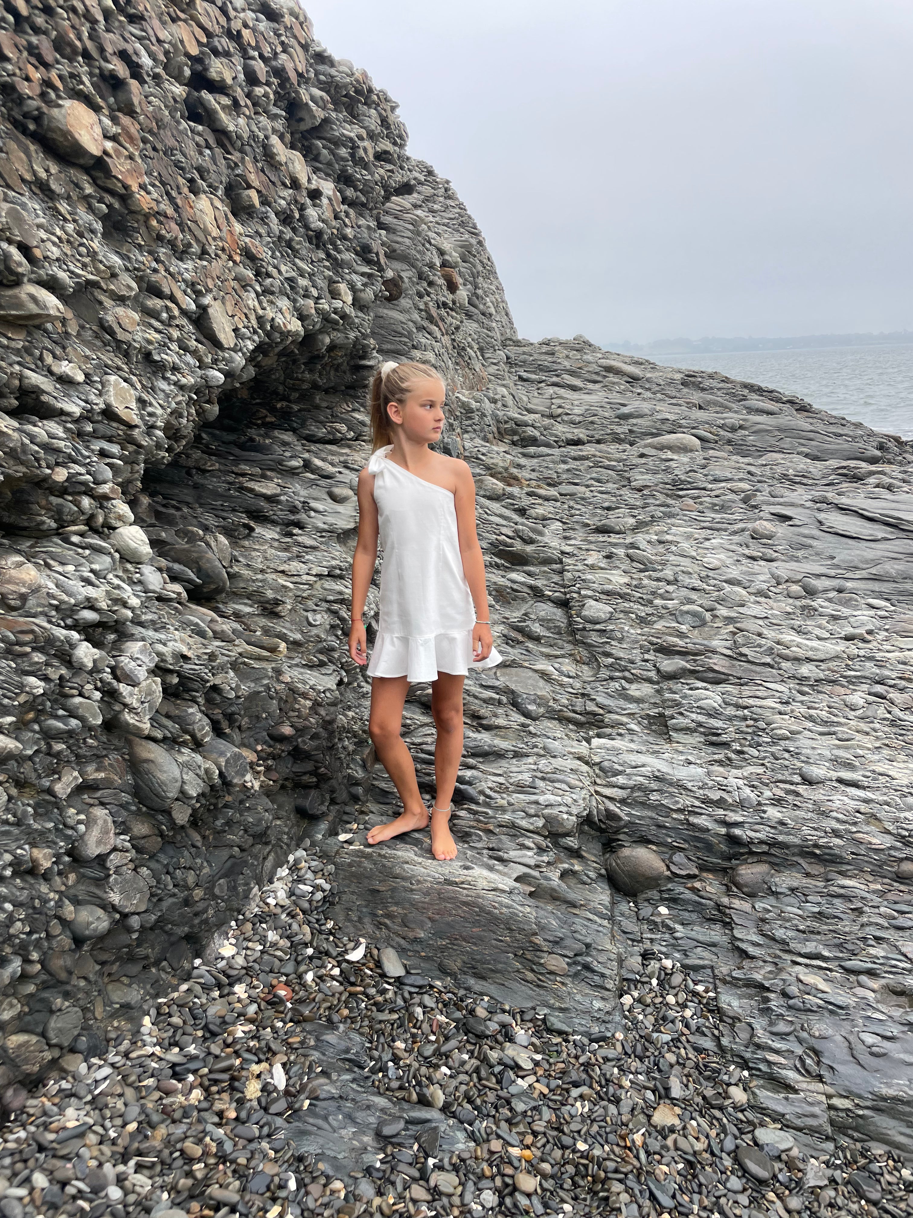 White One Shoulder Ruffle Dress