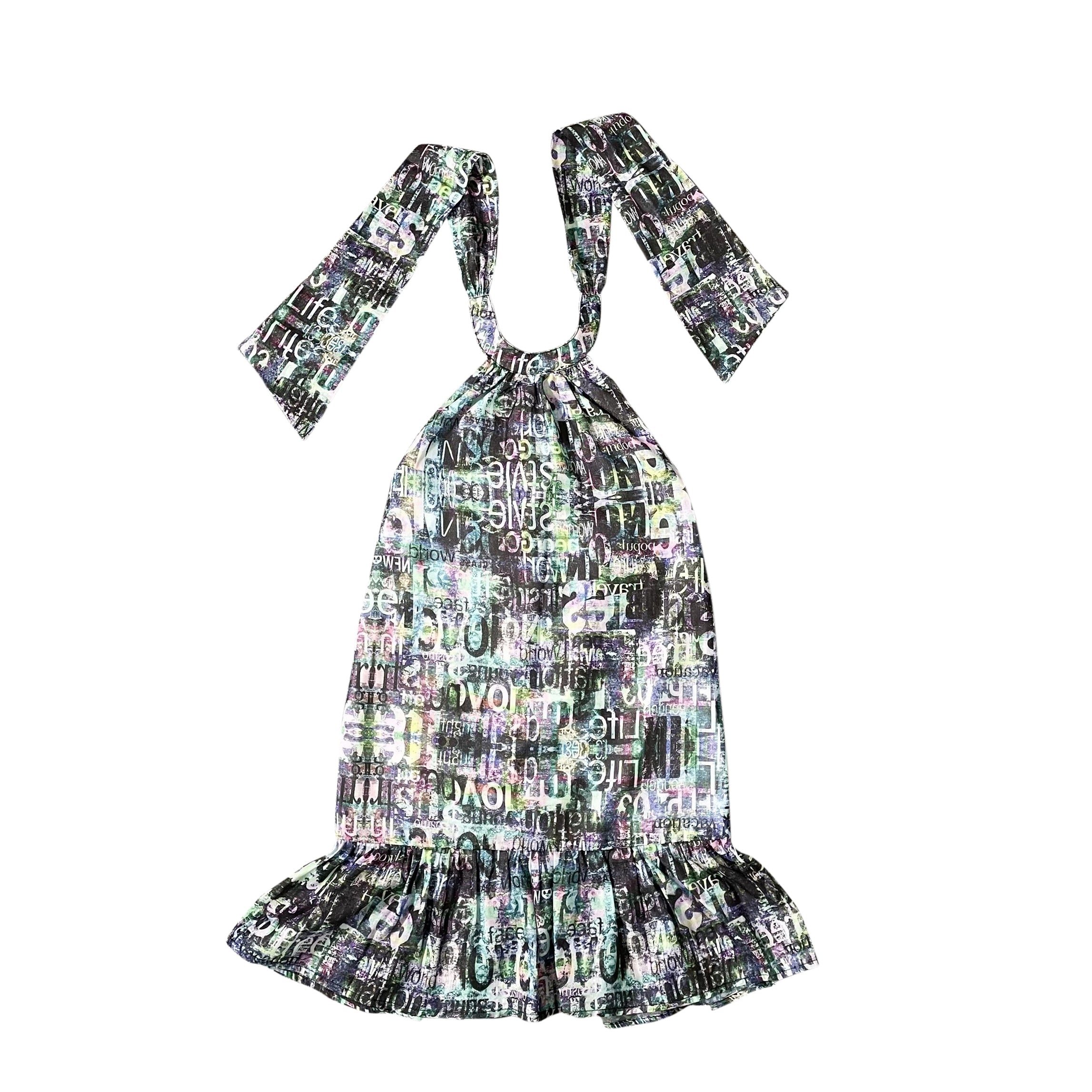 Multicolor Graffiti Halter Dress WS