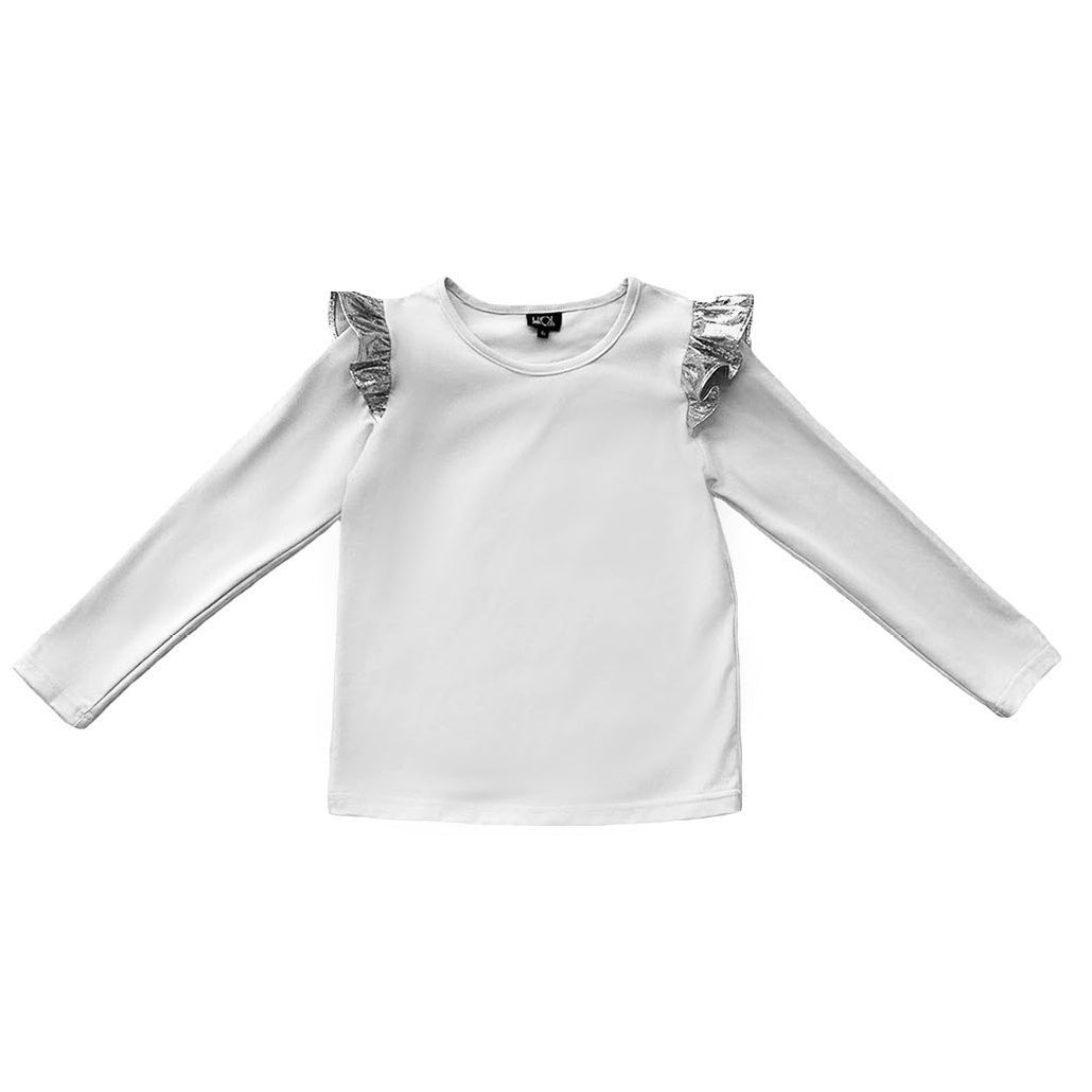 White Top with Silver Ruffle