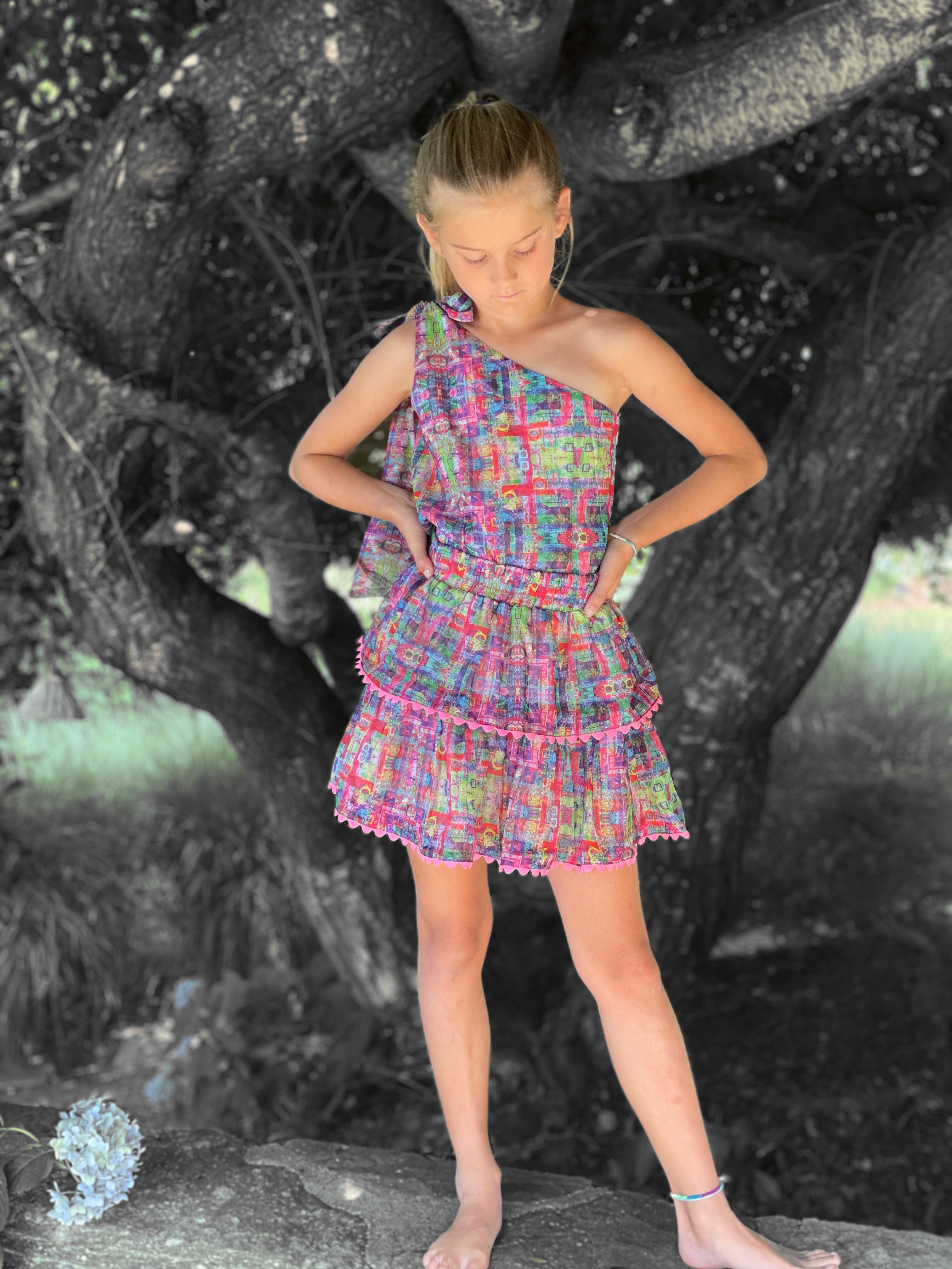 Pink Graffiti One Shoulder Top