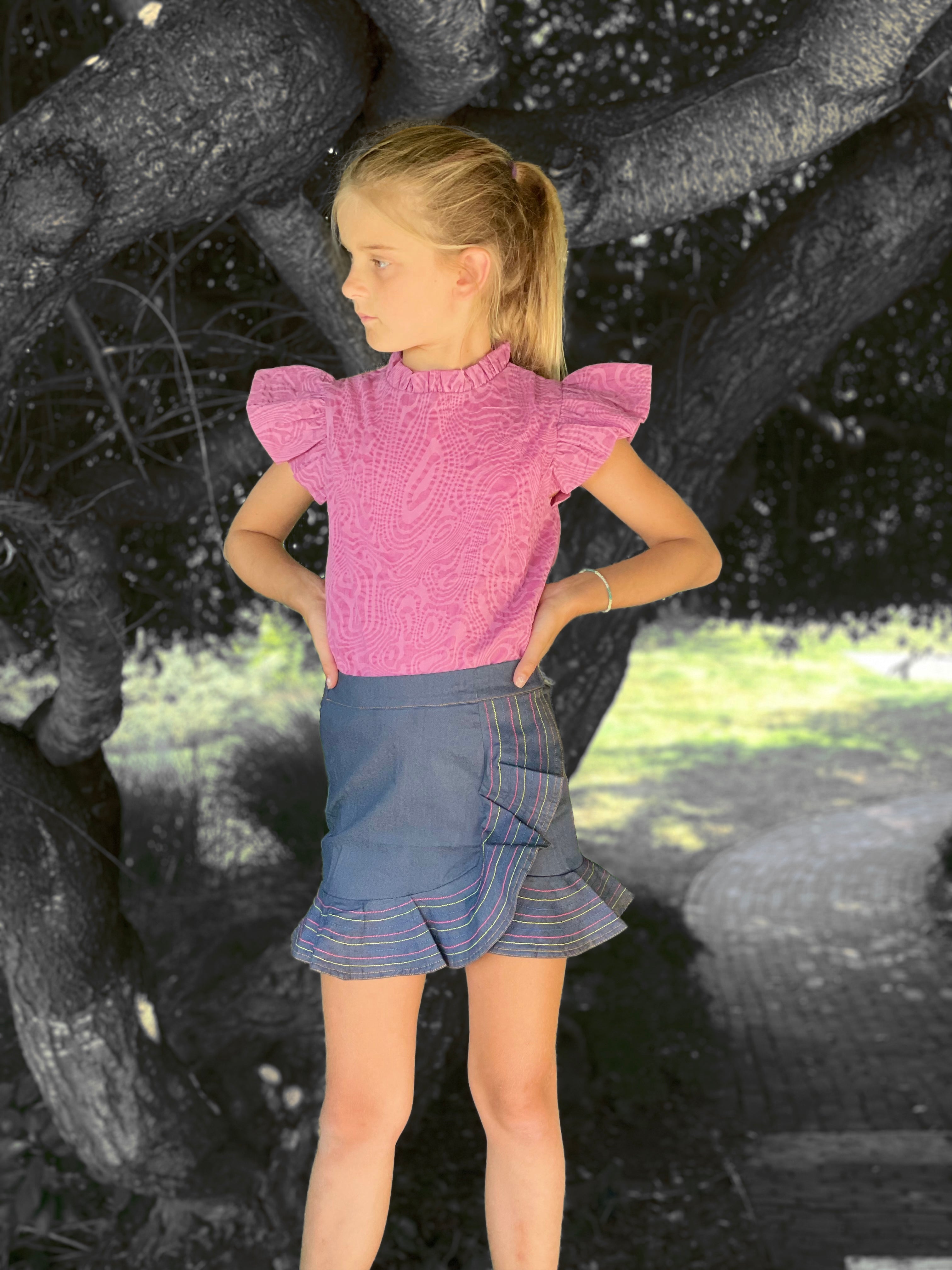 Fuchsia Ruffle Sleeve Top WS