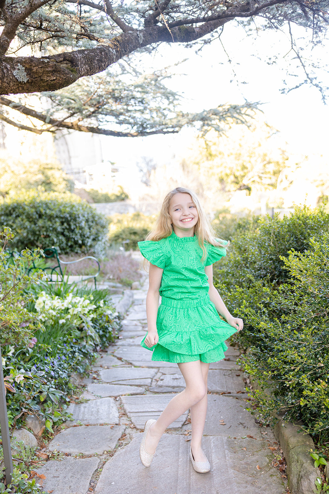 Green Textured Skort