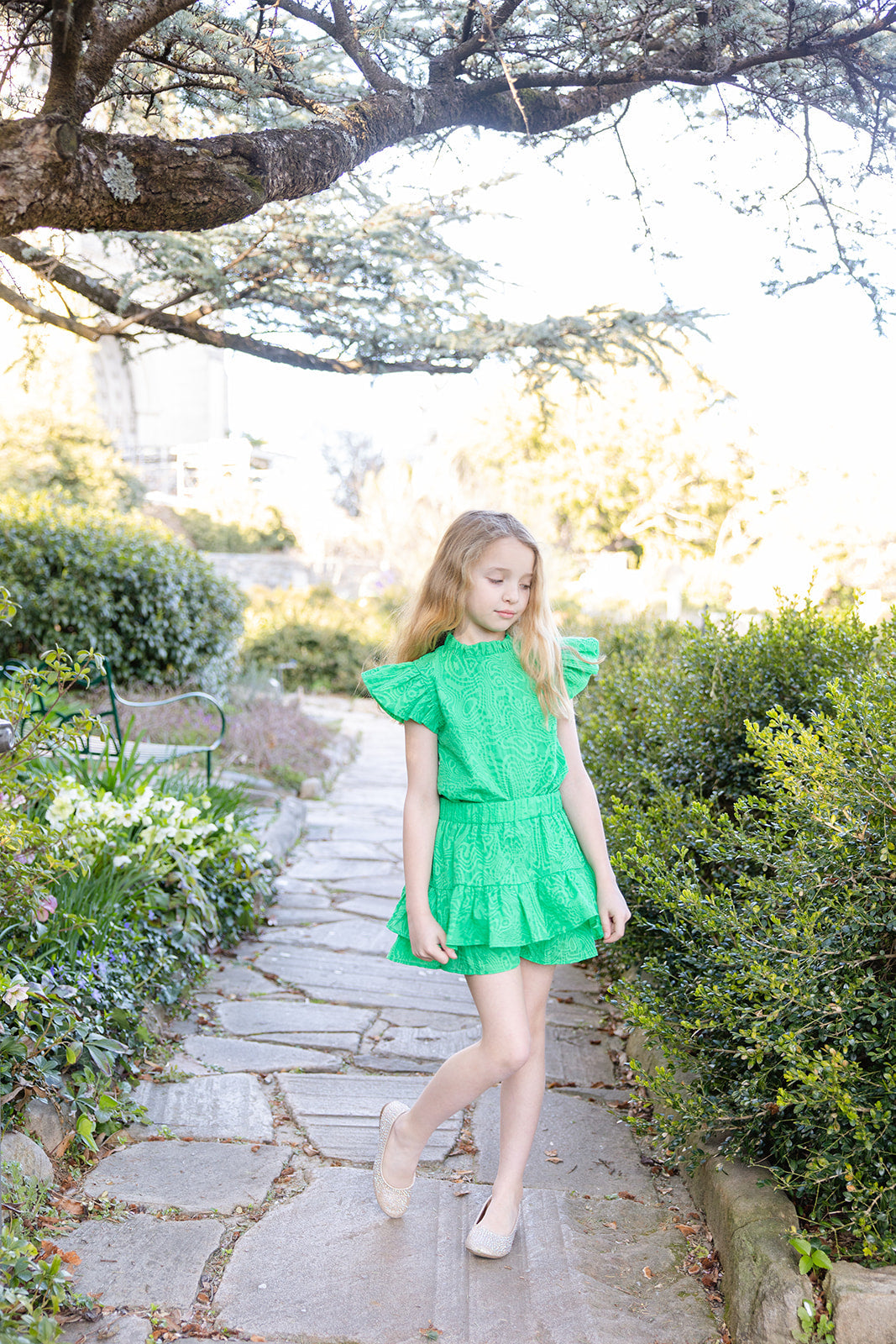 Green Ruffle Sleeve Top