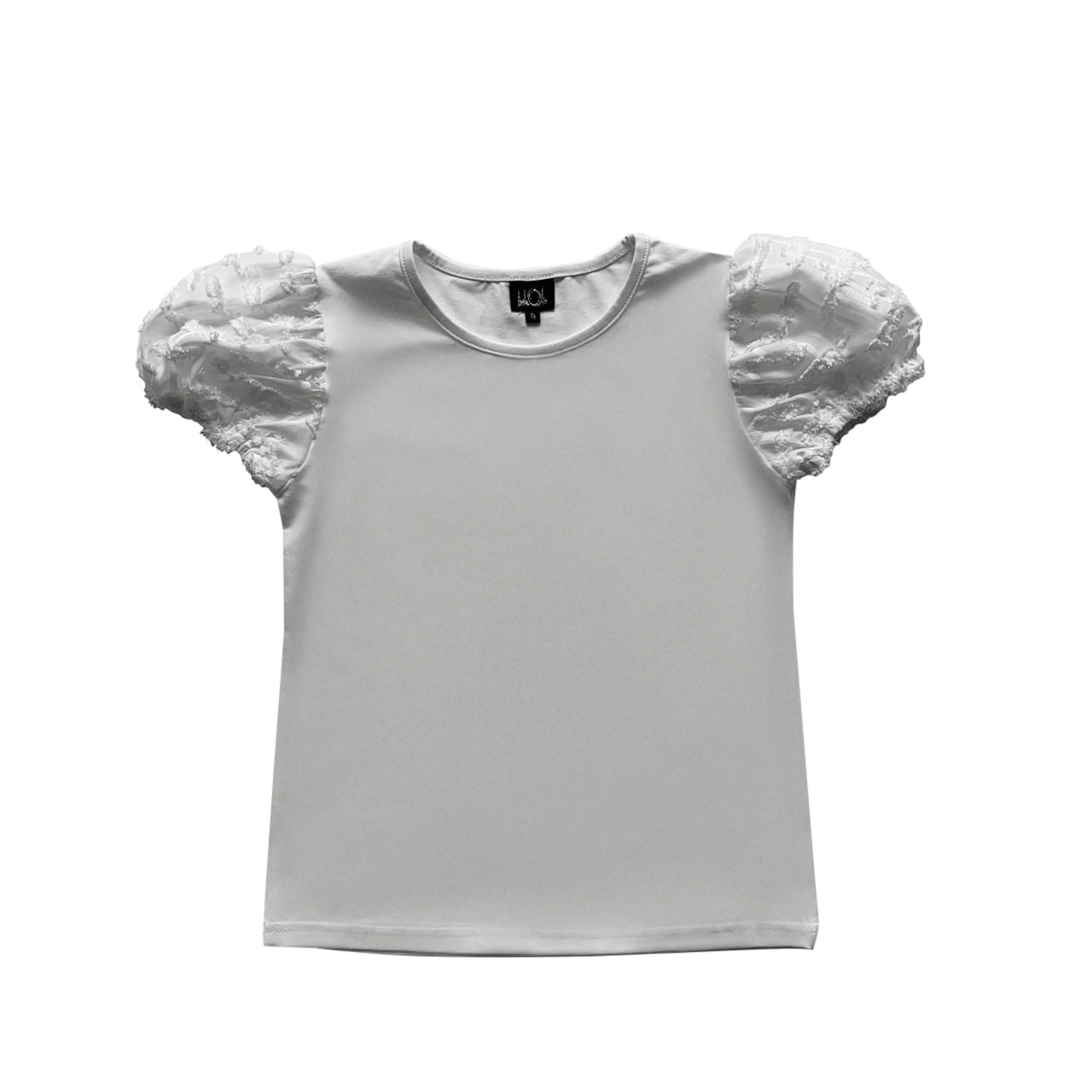 White Textured Puff Sleeve Top