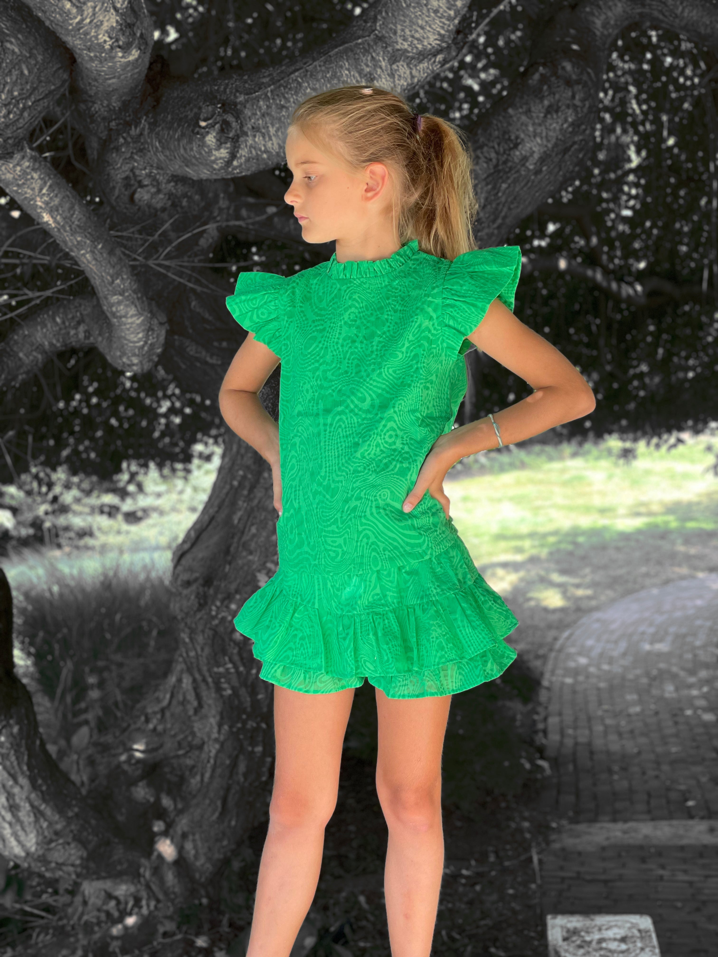 Green Ruffle Sleeve Top