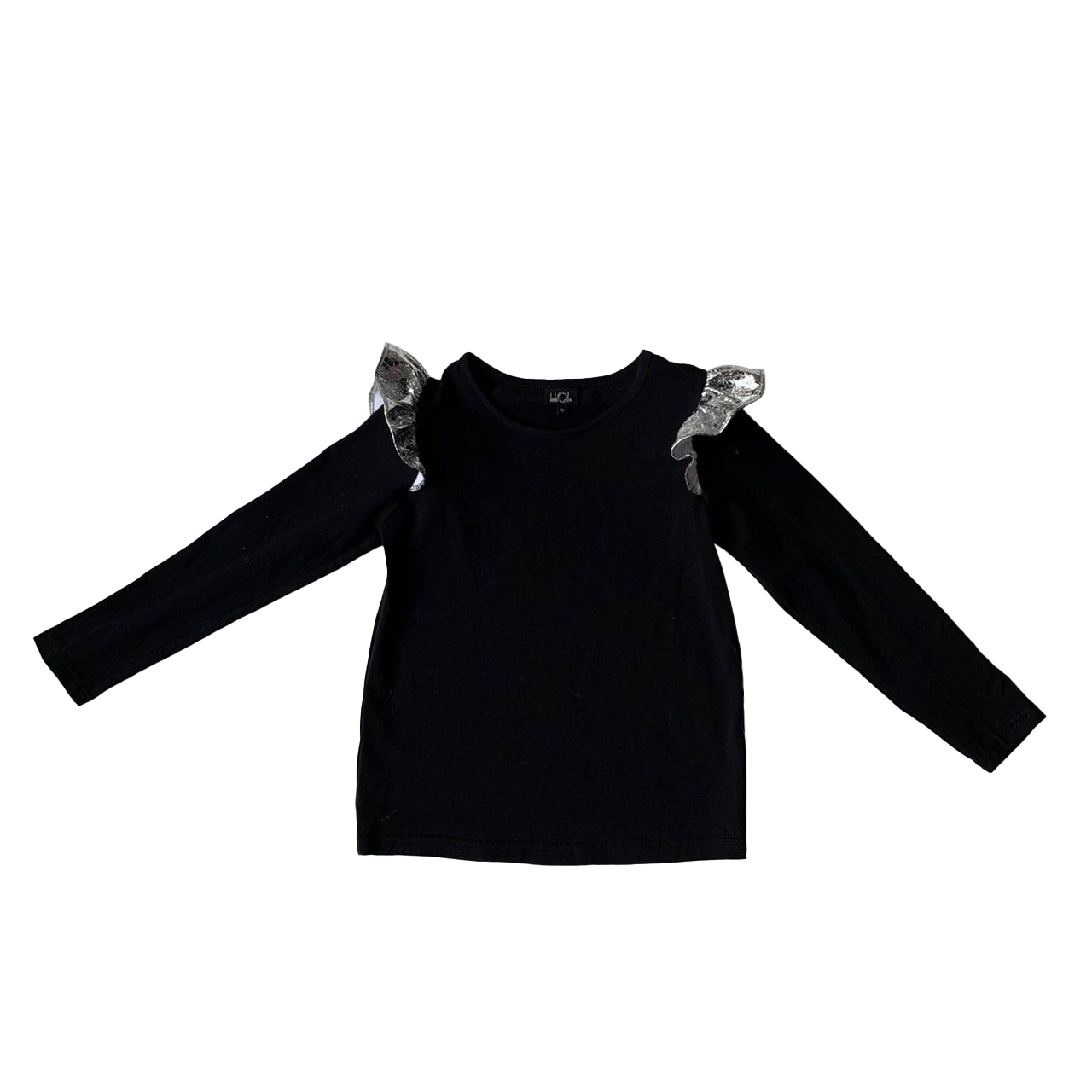 Black Top with Silver Ruffle