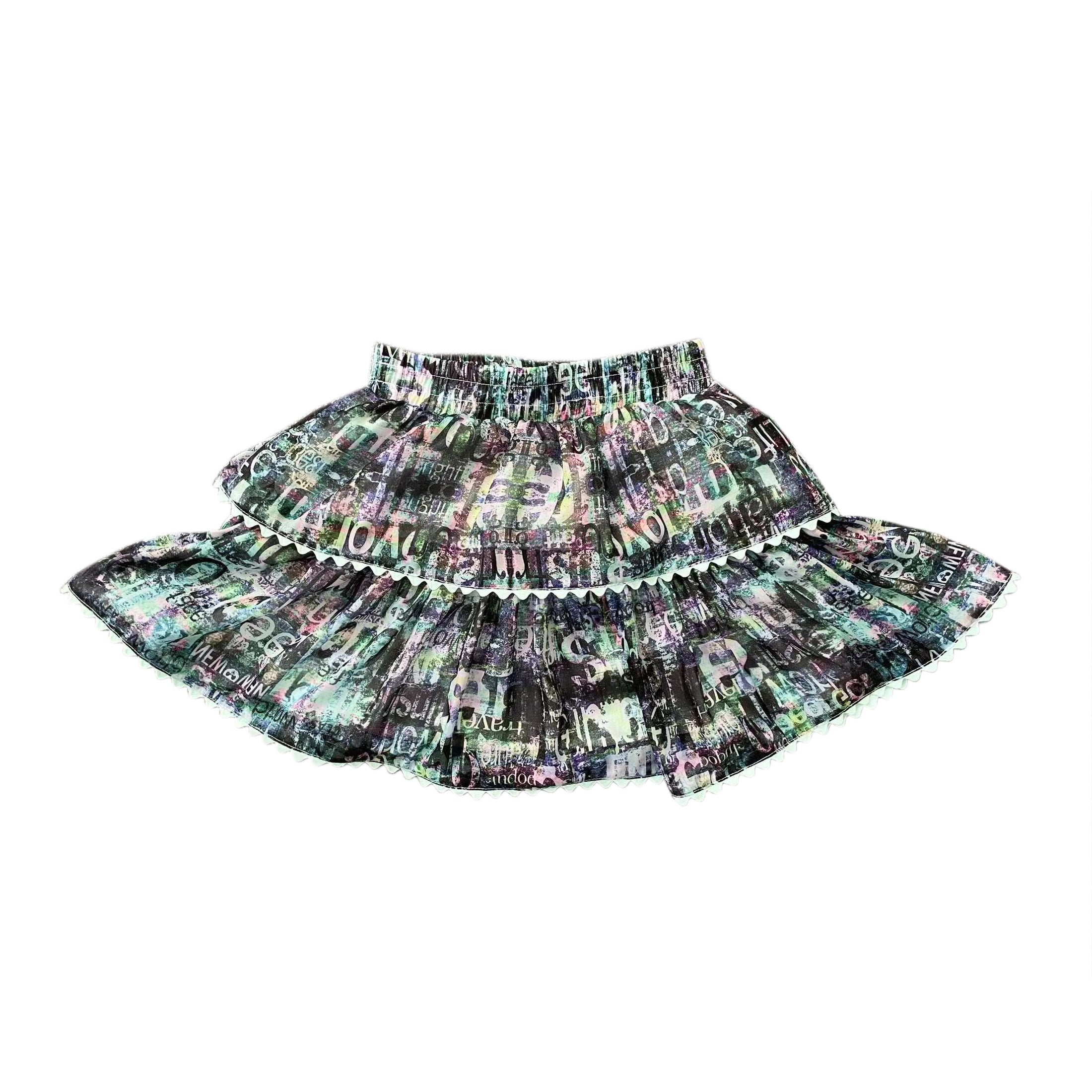 Black with Neon Accents Graffiti Skirt