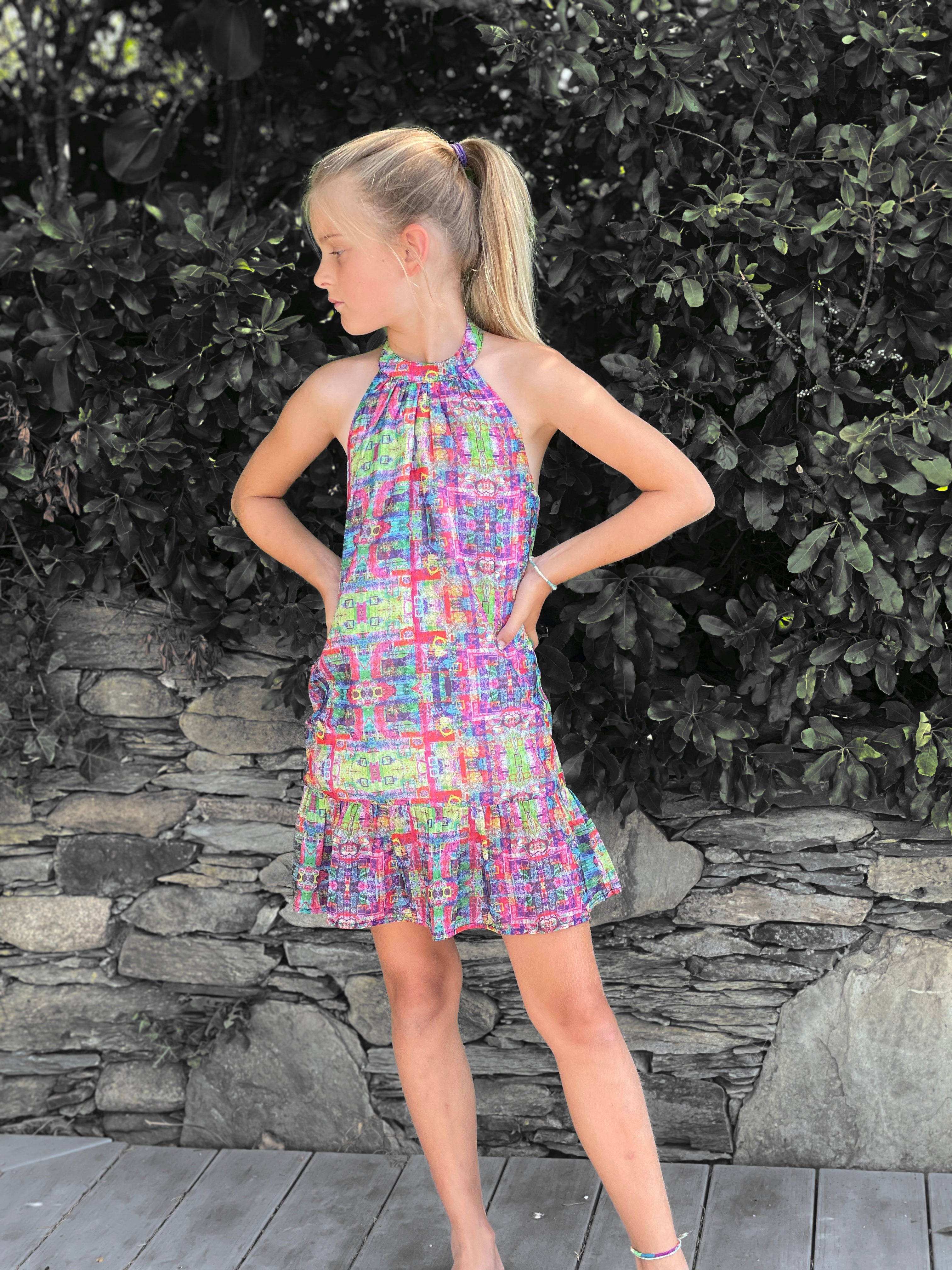 Pink Graffiti Halter Dress WS