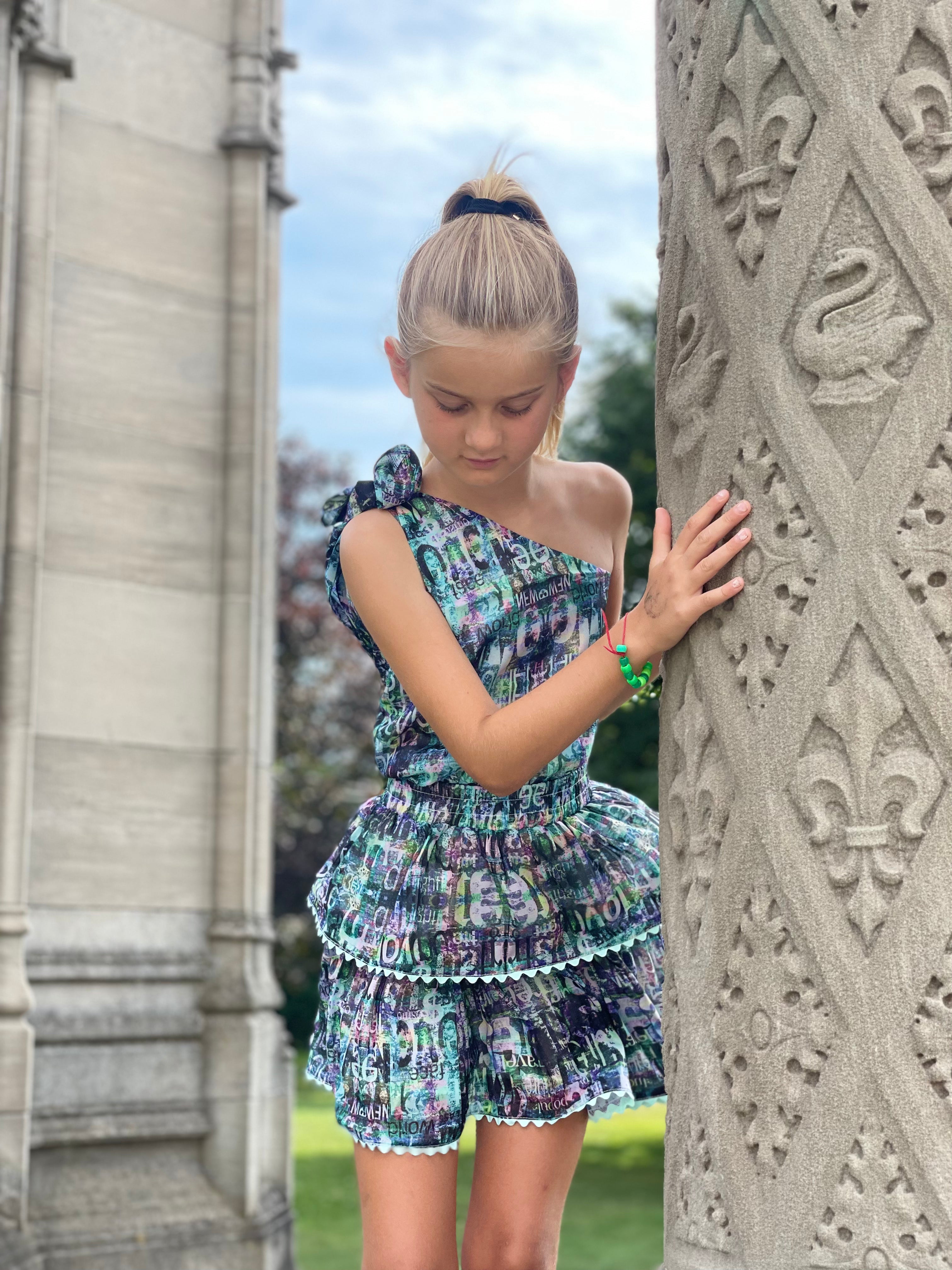 Black with Neon Accents Graffiti Skirt