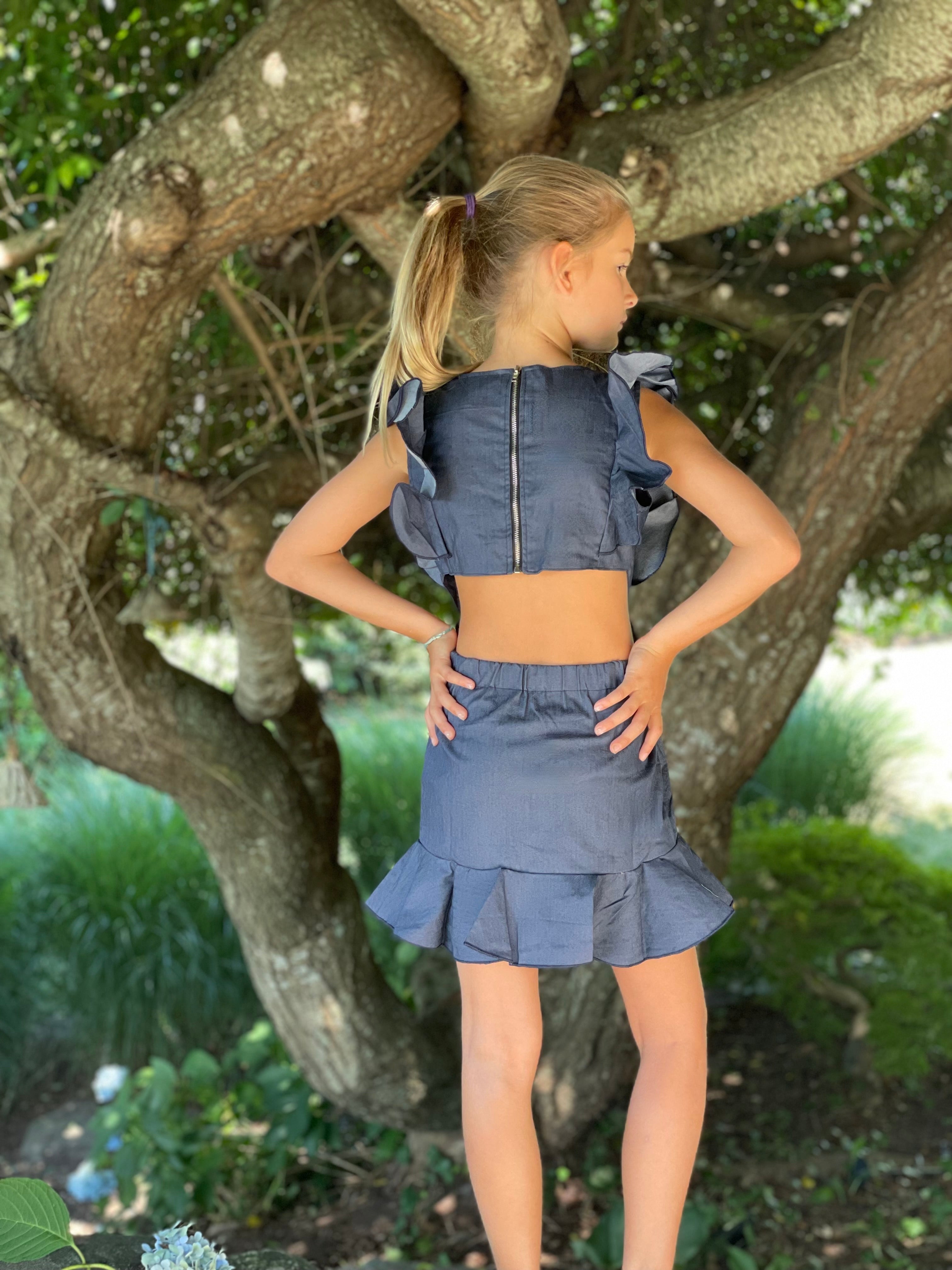 Denim Indigo Ruffle Dress WS