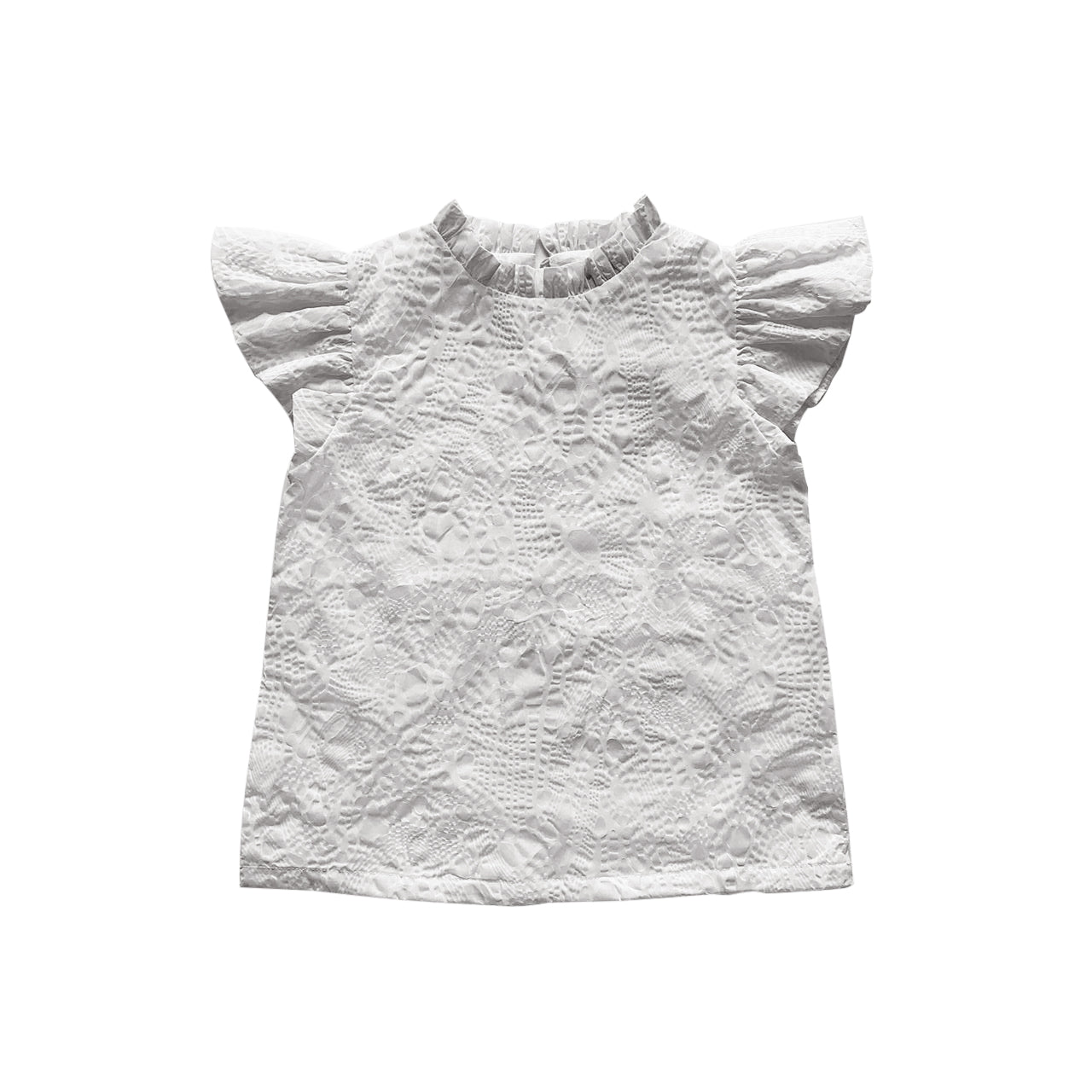 White Ruffle Sleeve Top