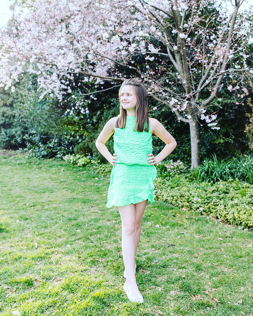 Green Pleated Tank Top