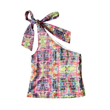 Pink Graffiti One Shoulder Top