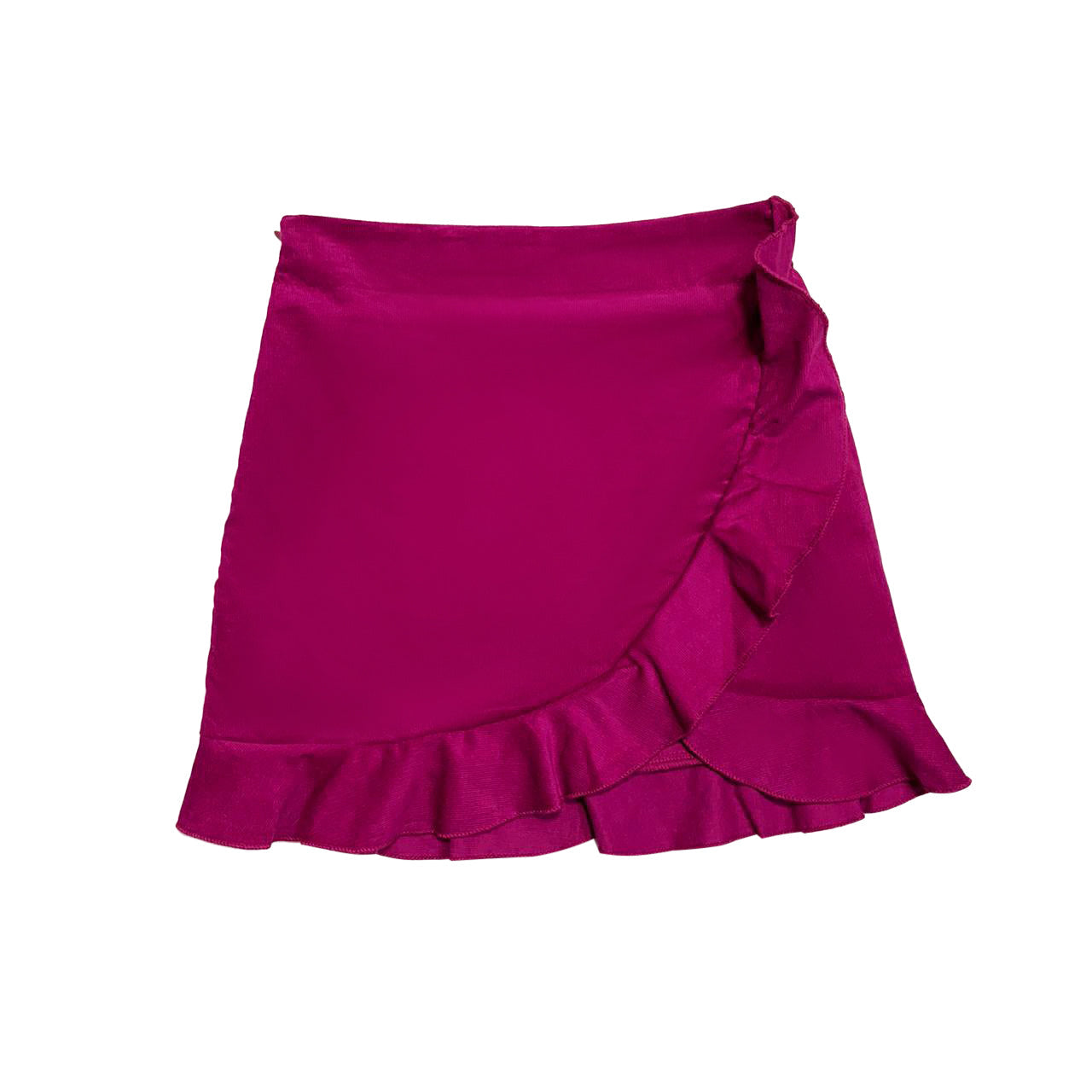 Burgundy Corduroy Ruffle Mini Skirt FW23