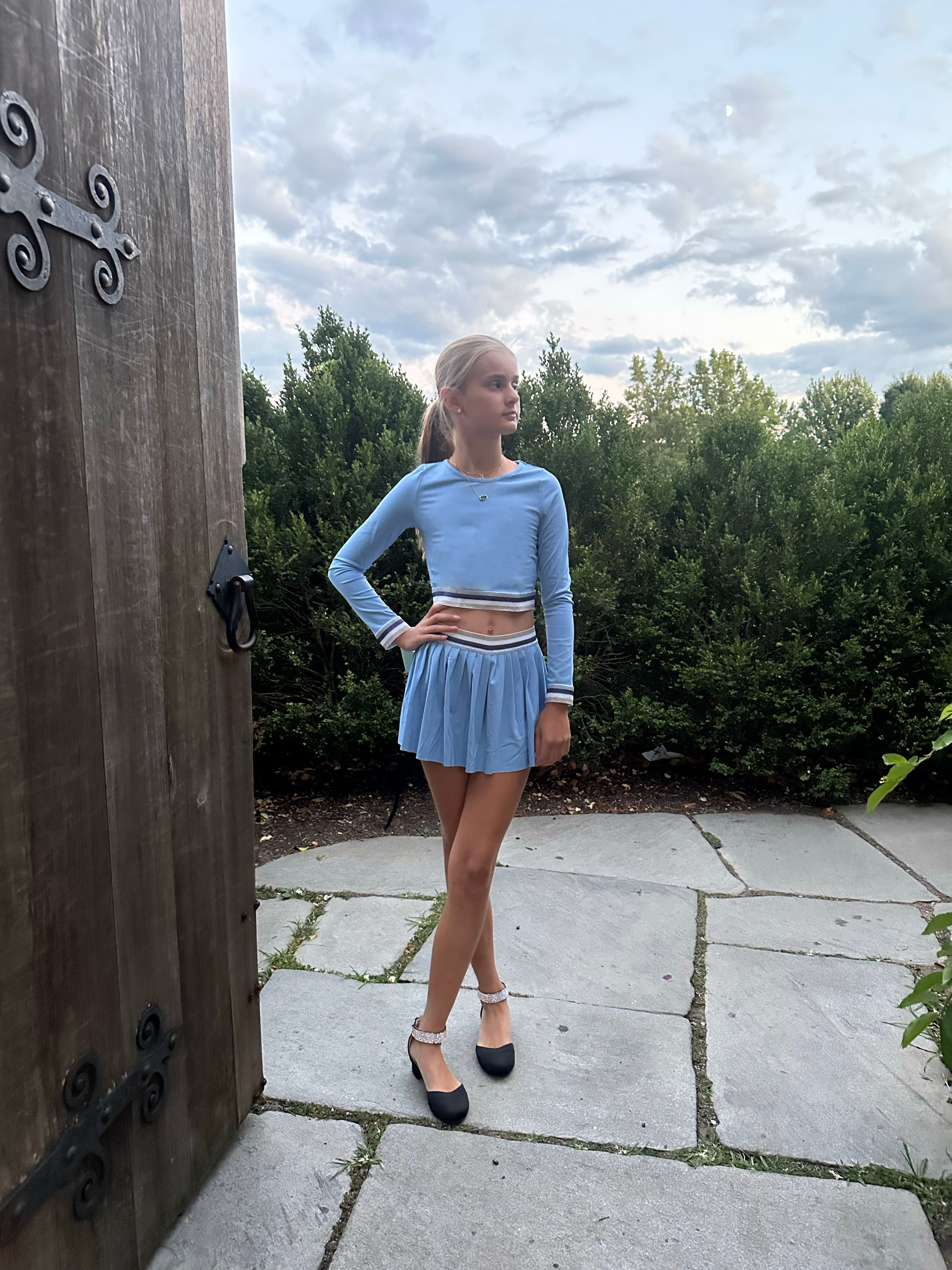 AA Blue Plisse Tennis Skort