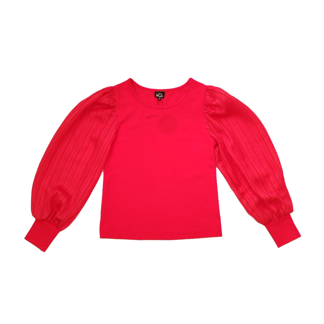 Black Textured Sleeve Top