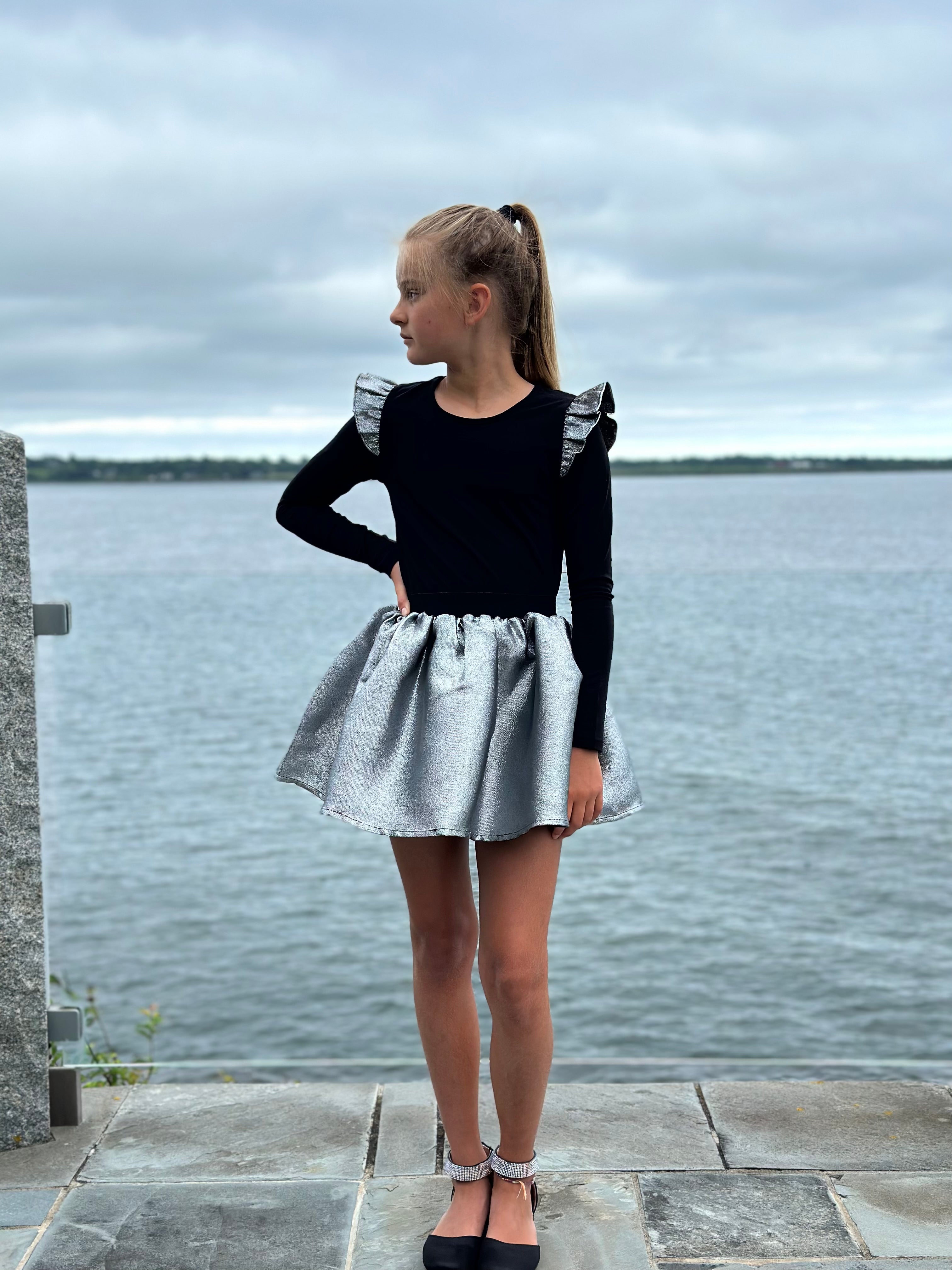 Black Top with Silver Ruffle FW23