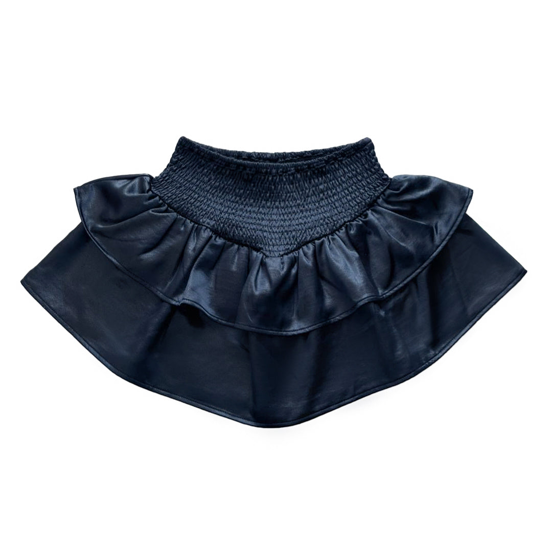 Navy Smocked Ruffle Skirt