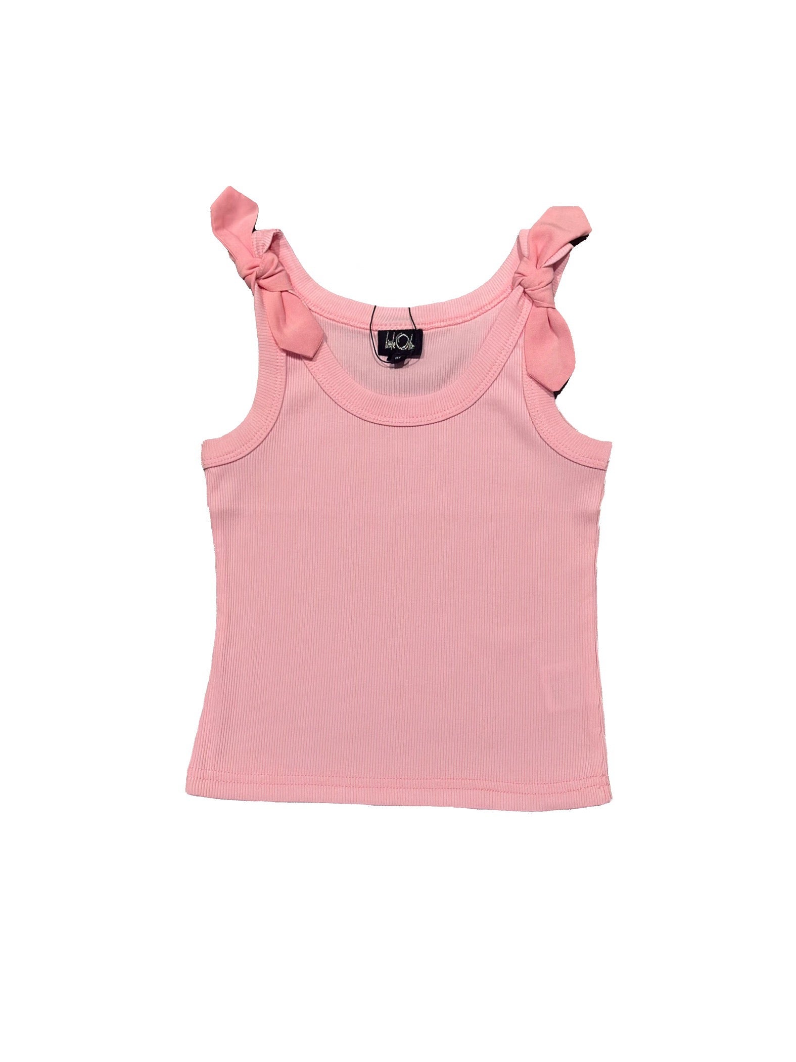 Tie Pink Ribbed Tank Top