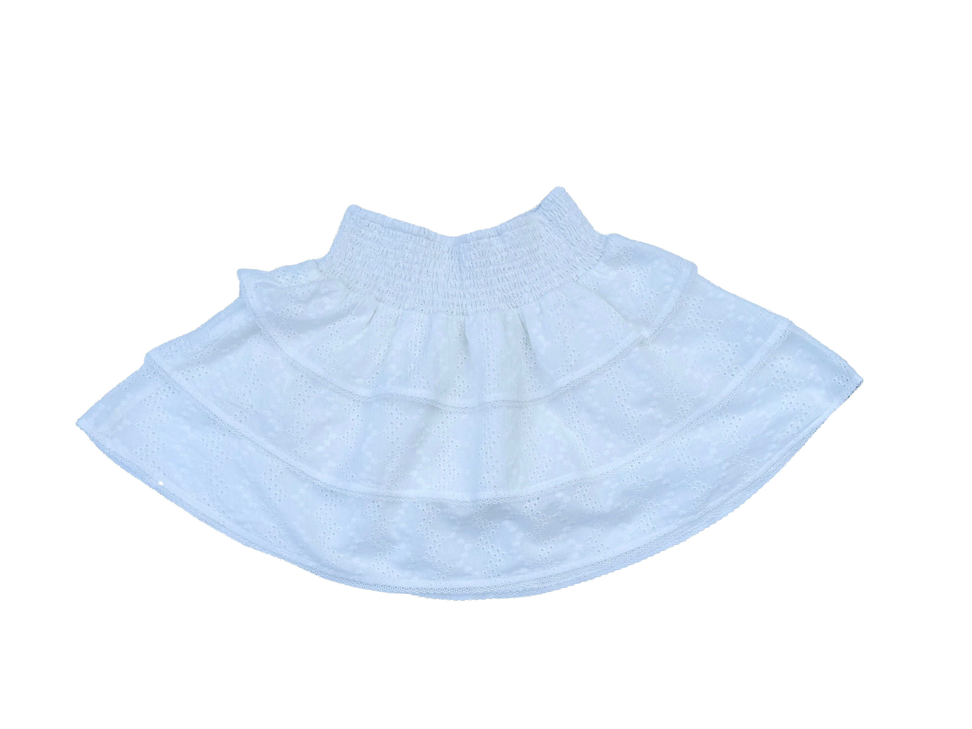 White Long Ruffle Skirt