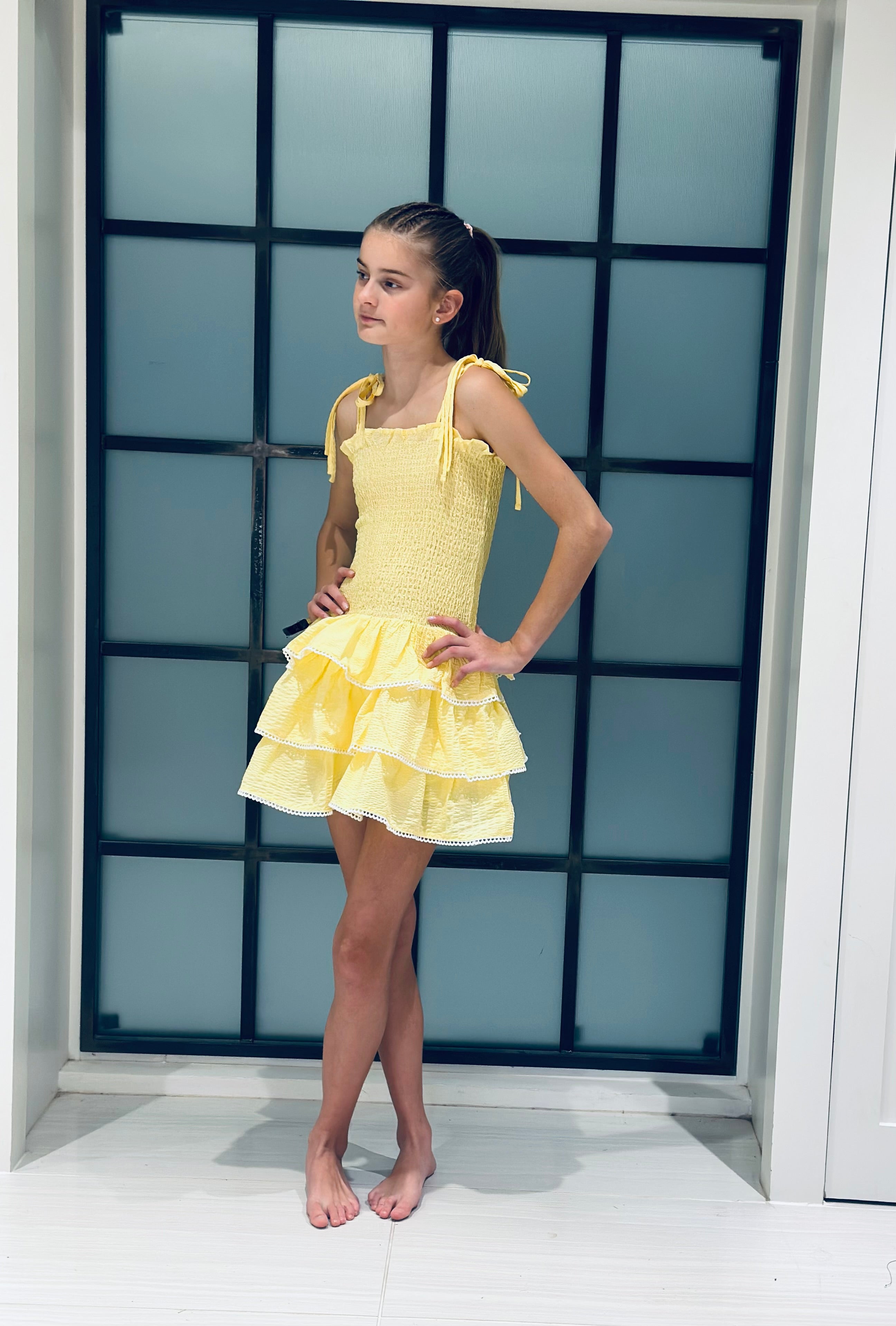 Yellow Girls Smocked Dress