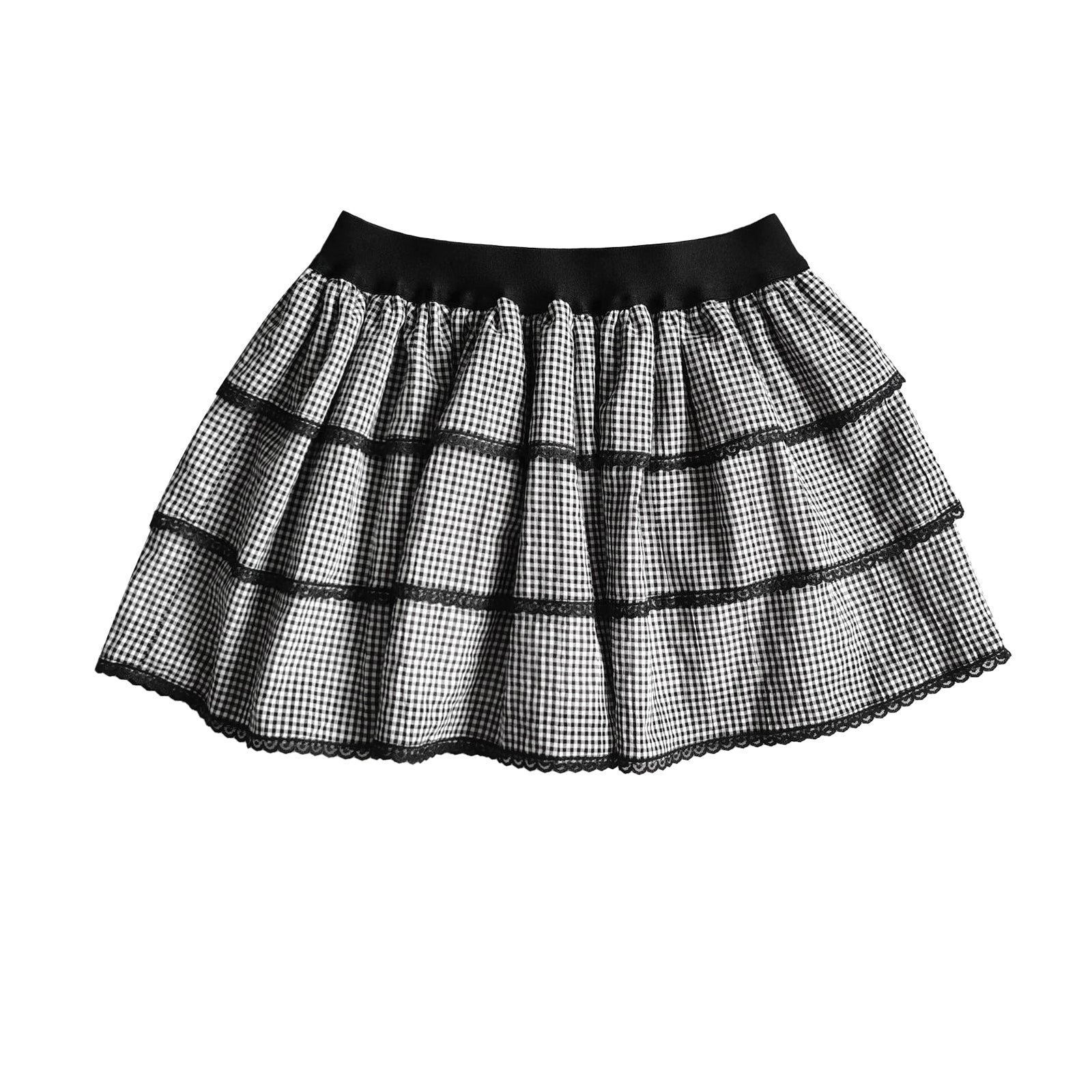 39 Black & White Check Tiered Skirt - Wholesale