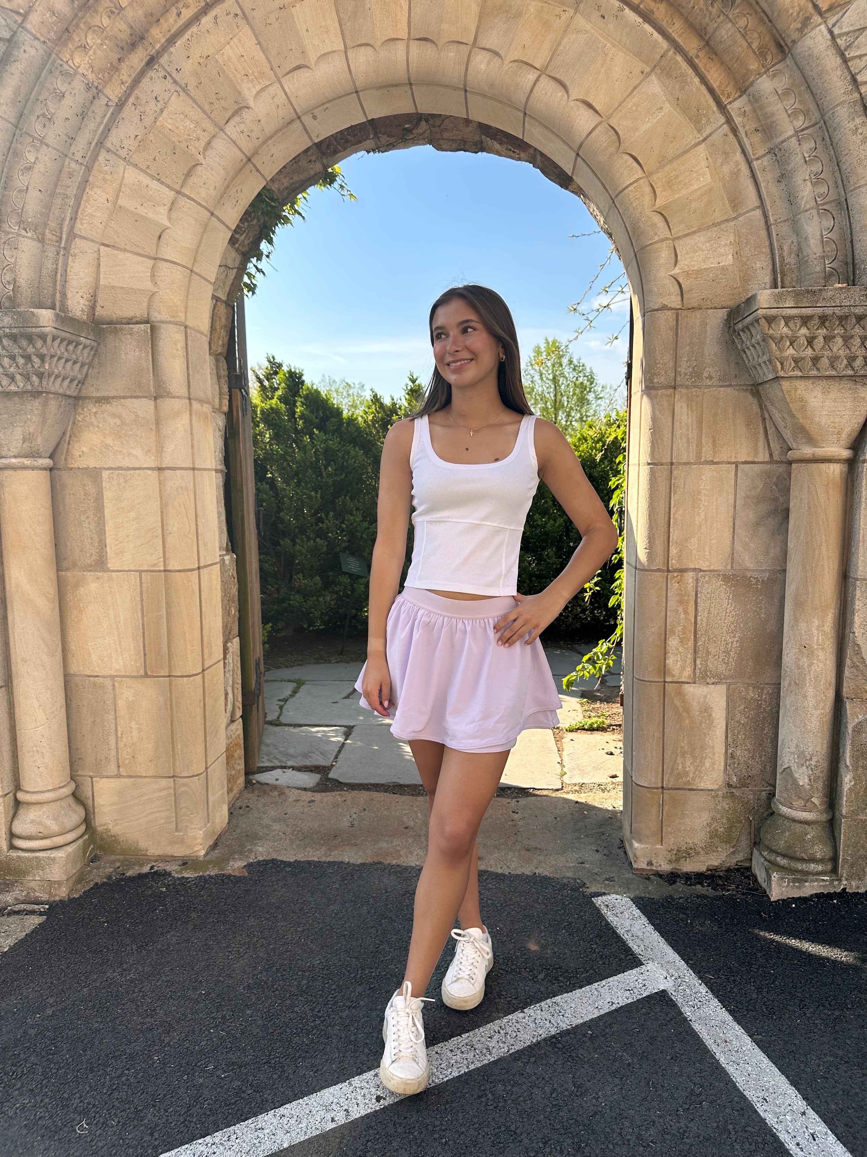 Lavender Gathered Mini Skort