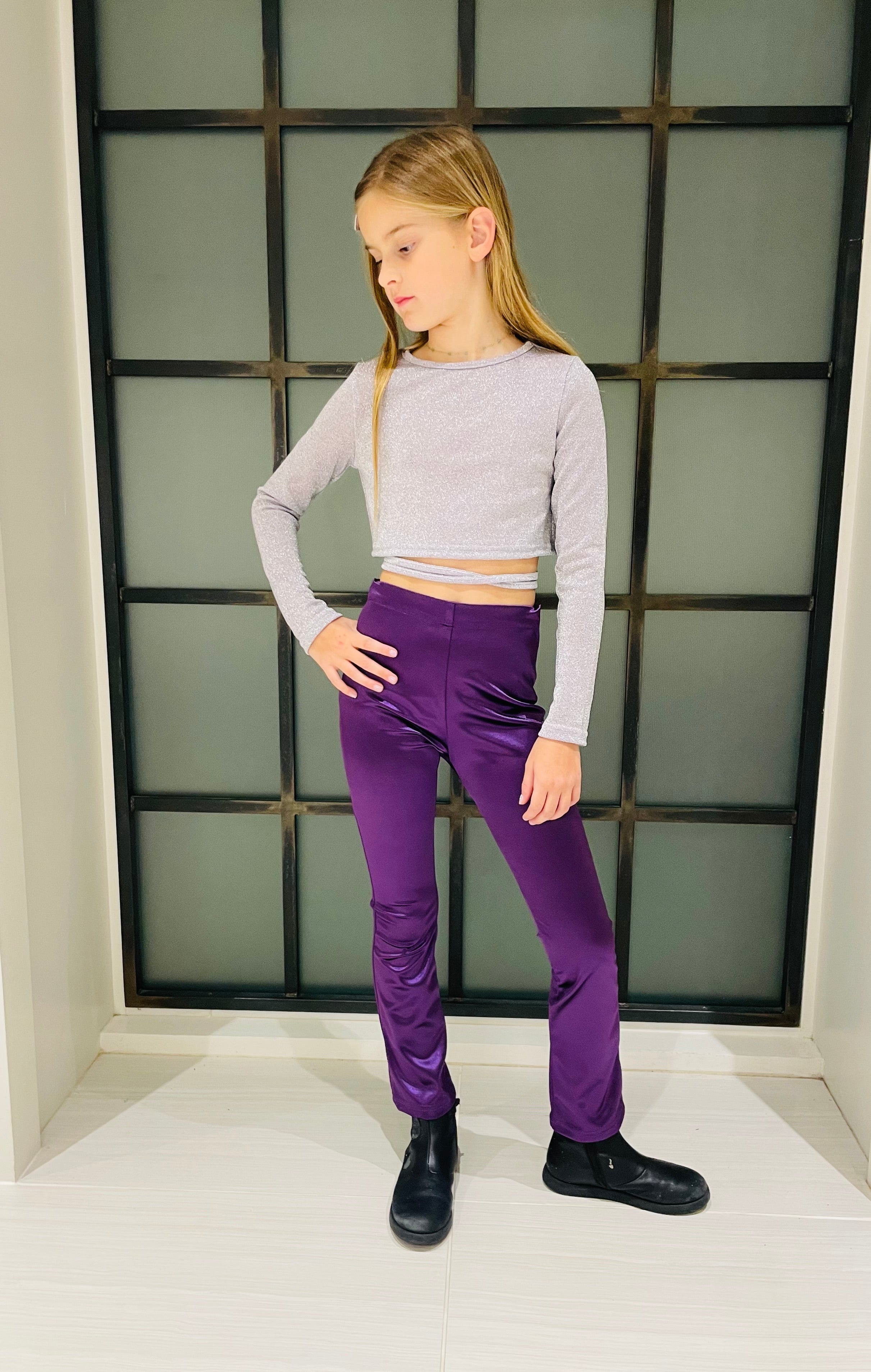 Lavender Cropped Top with Ties FW23
