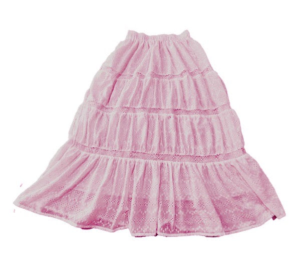 White Long Ruffle Skirt